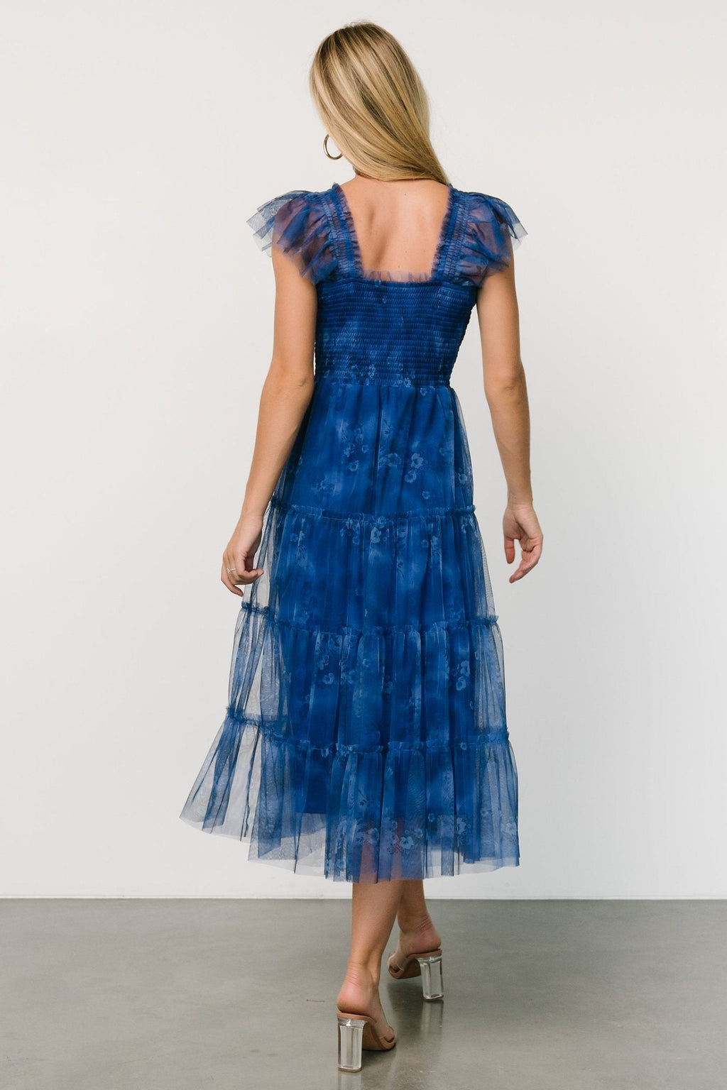 Clementine Tulle Midi Dress | Cobalt