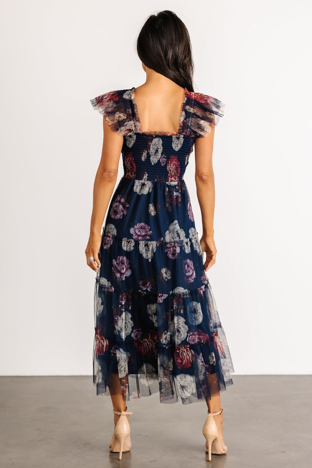 Clementine Tulle Midi Dress | Navy Floral