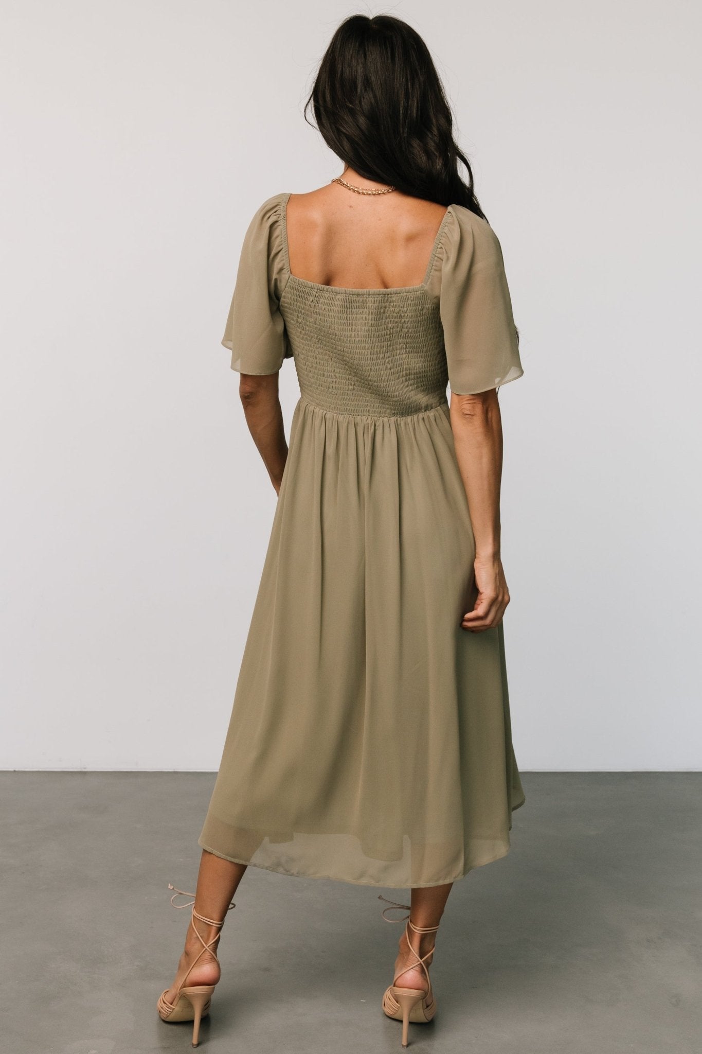 Colette Sweetheart Midi Dress | Dusty Olive