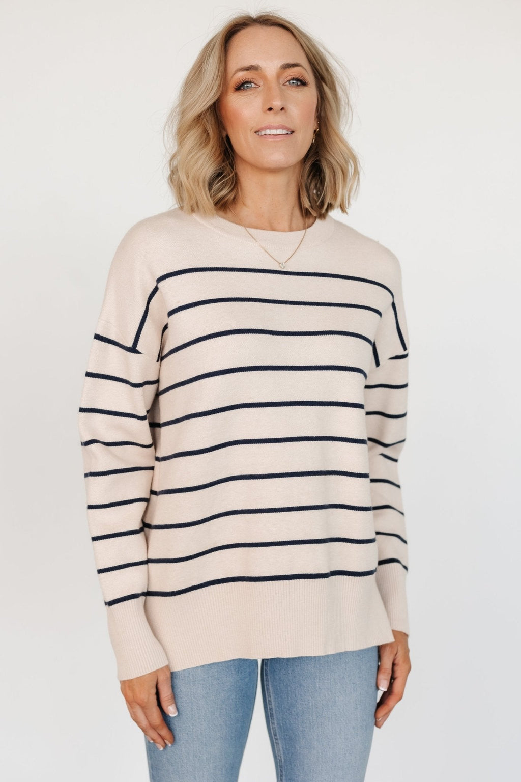 Colmar Striped Sweater | Cream + Navy