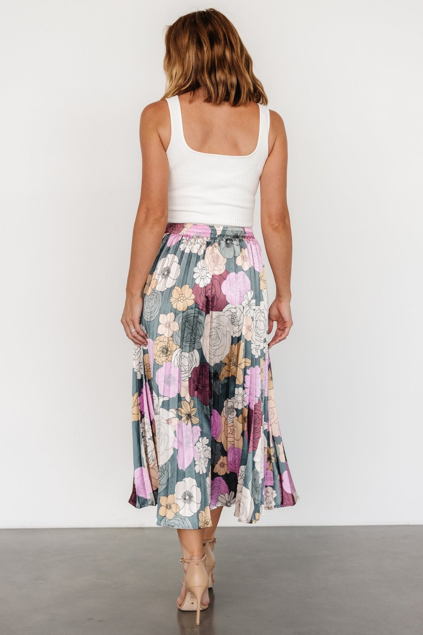 Cori Pleated Skirt | Vintage Teal Floral