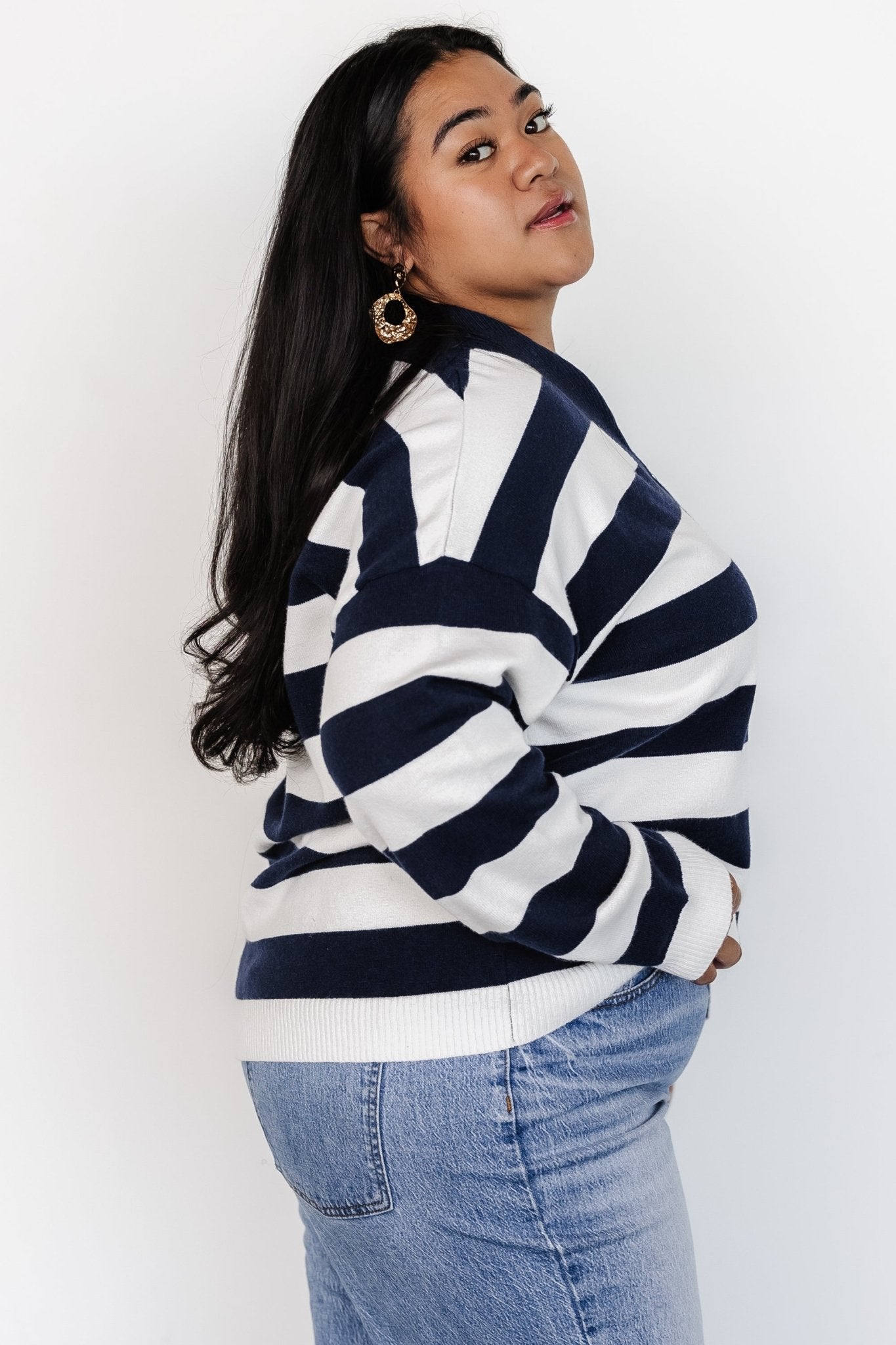 Cornell Half Zip Sweater | Navy + Off White