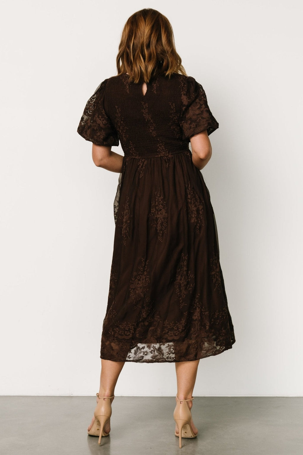 Corrine Embroidered Midi Dress | Brown