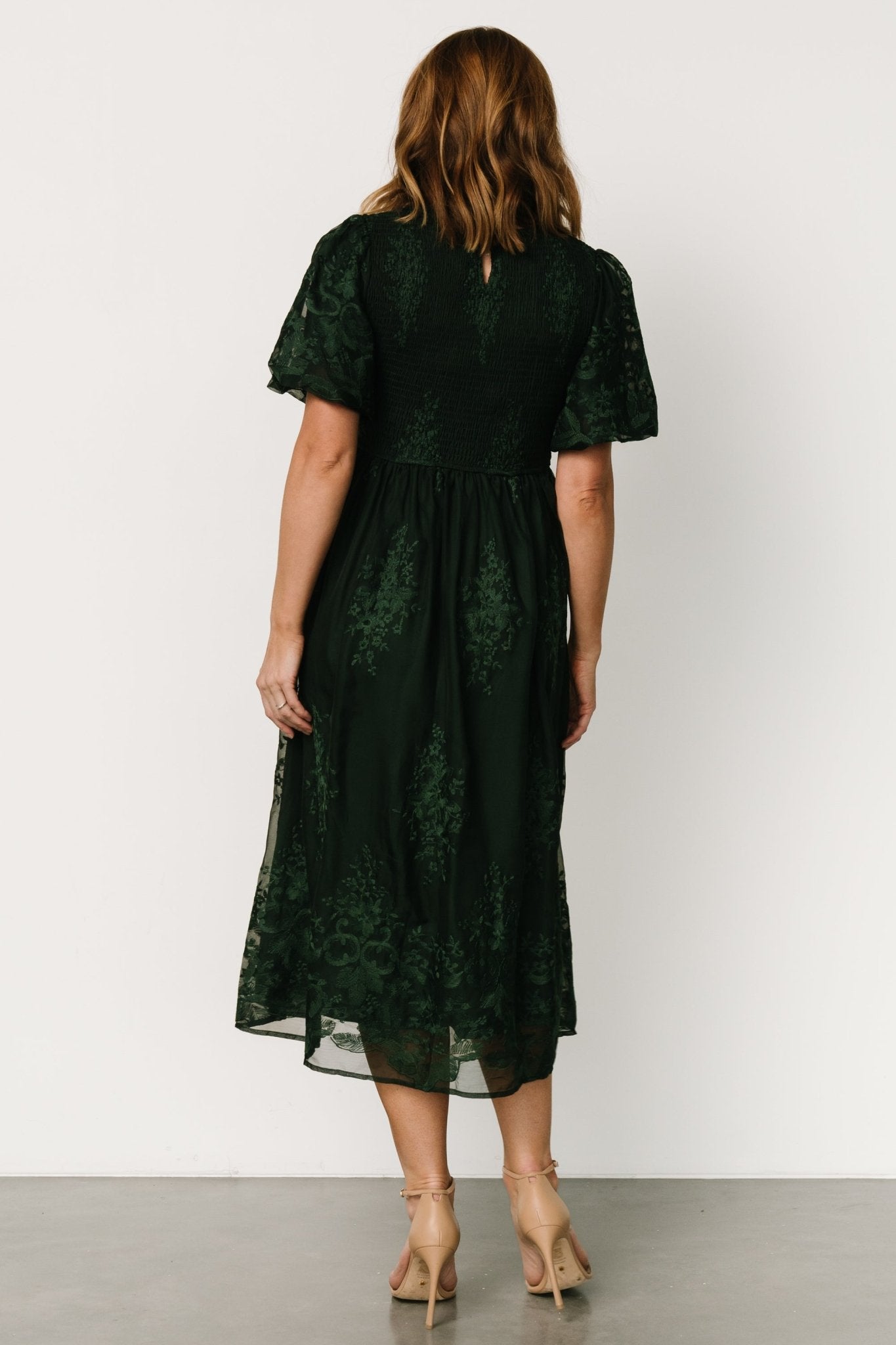 Corrine Embroidered Midi Dress | Emerald