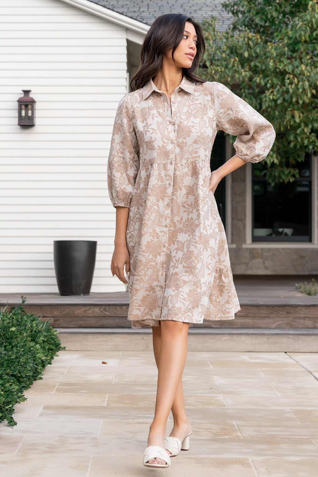 Dakota Babydoll Dress | Taupe Print