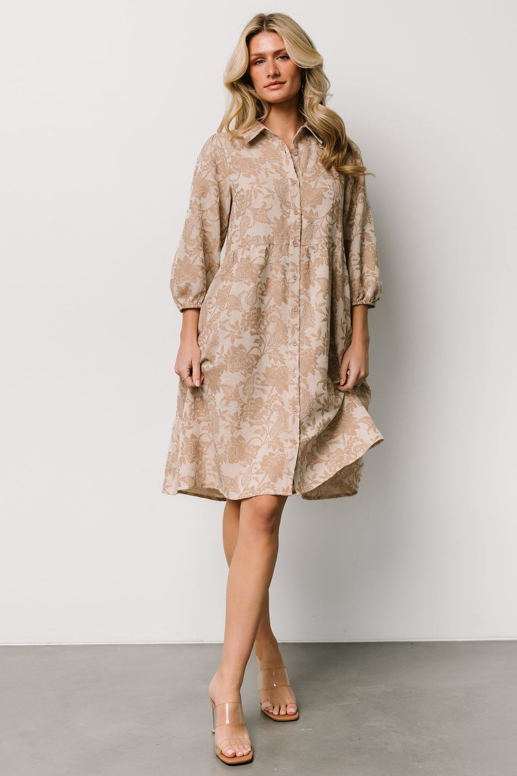 Dakota Babydoll Dress | Taupe Print