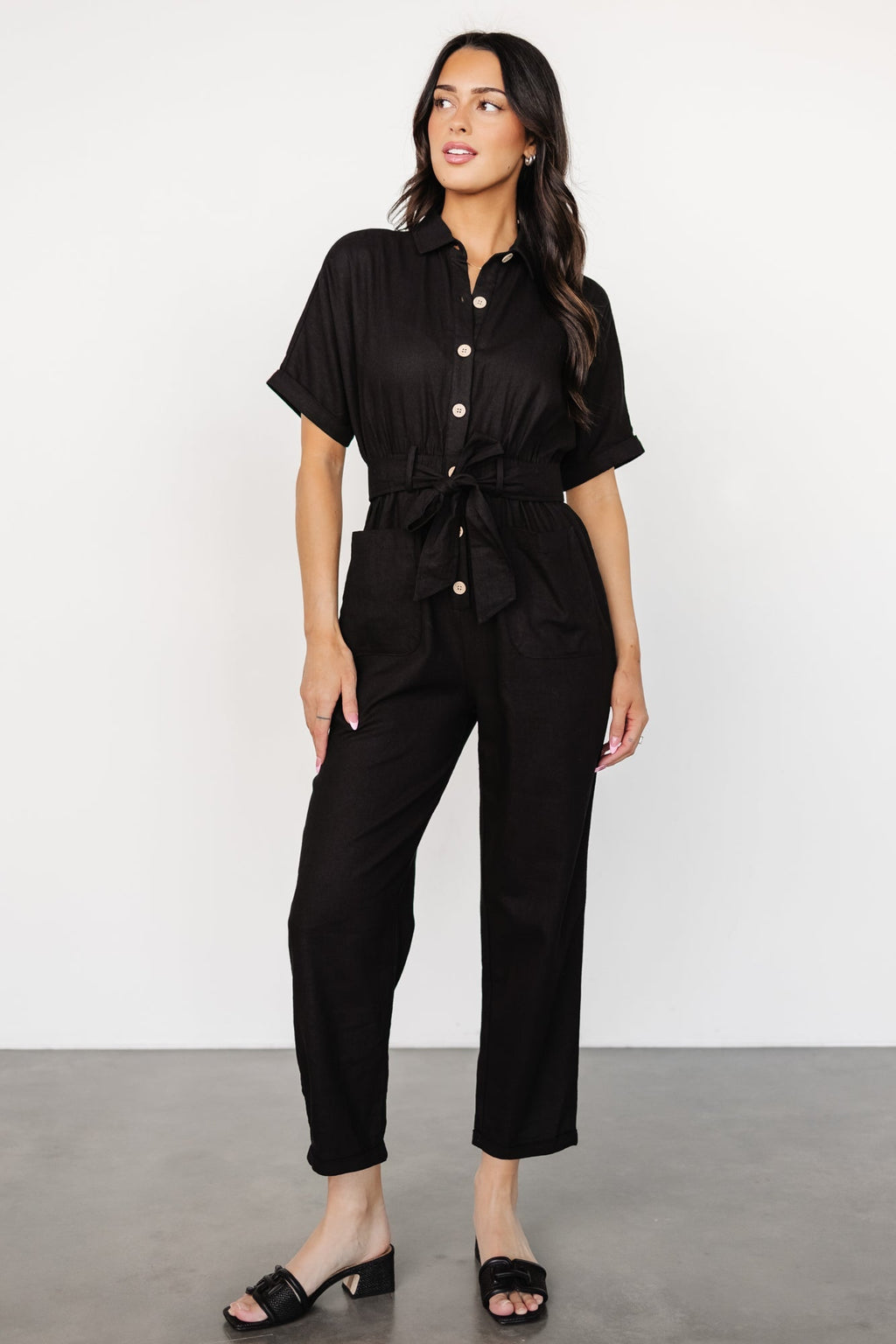 Dallas Button Up Jumpsuit | Black