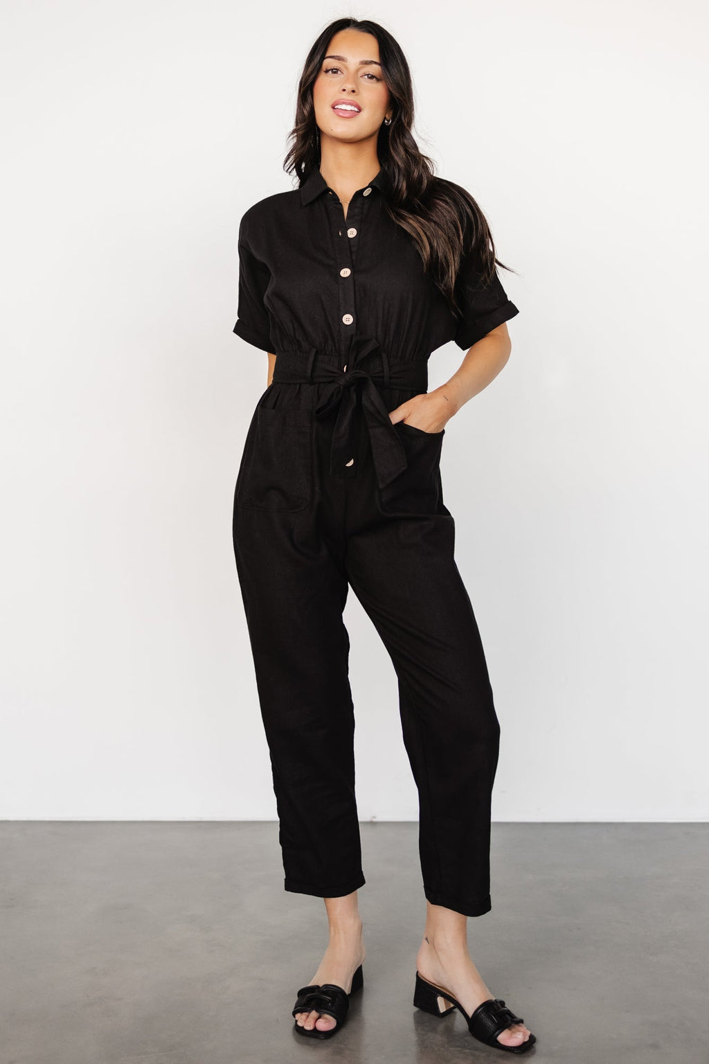 Dallas Button Up Jumpsuit | Black