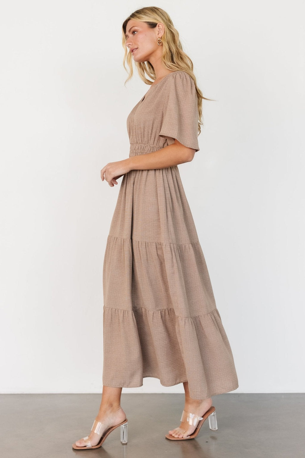 Danielle Tiered Maxi Dress | Brown Print