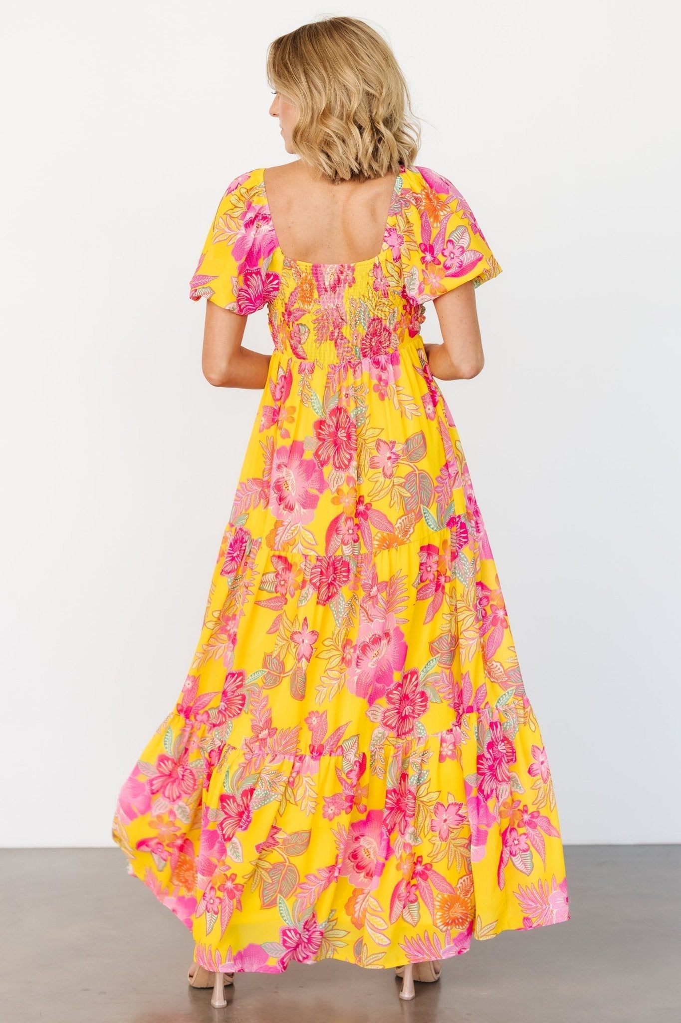 Darla Maxi Dress | Yellow + Pink Floral