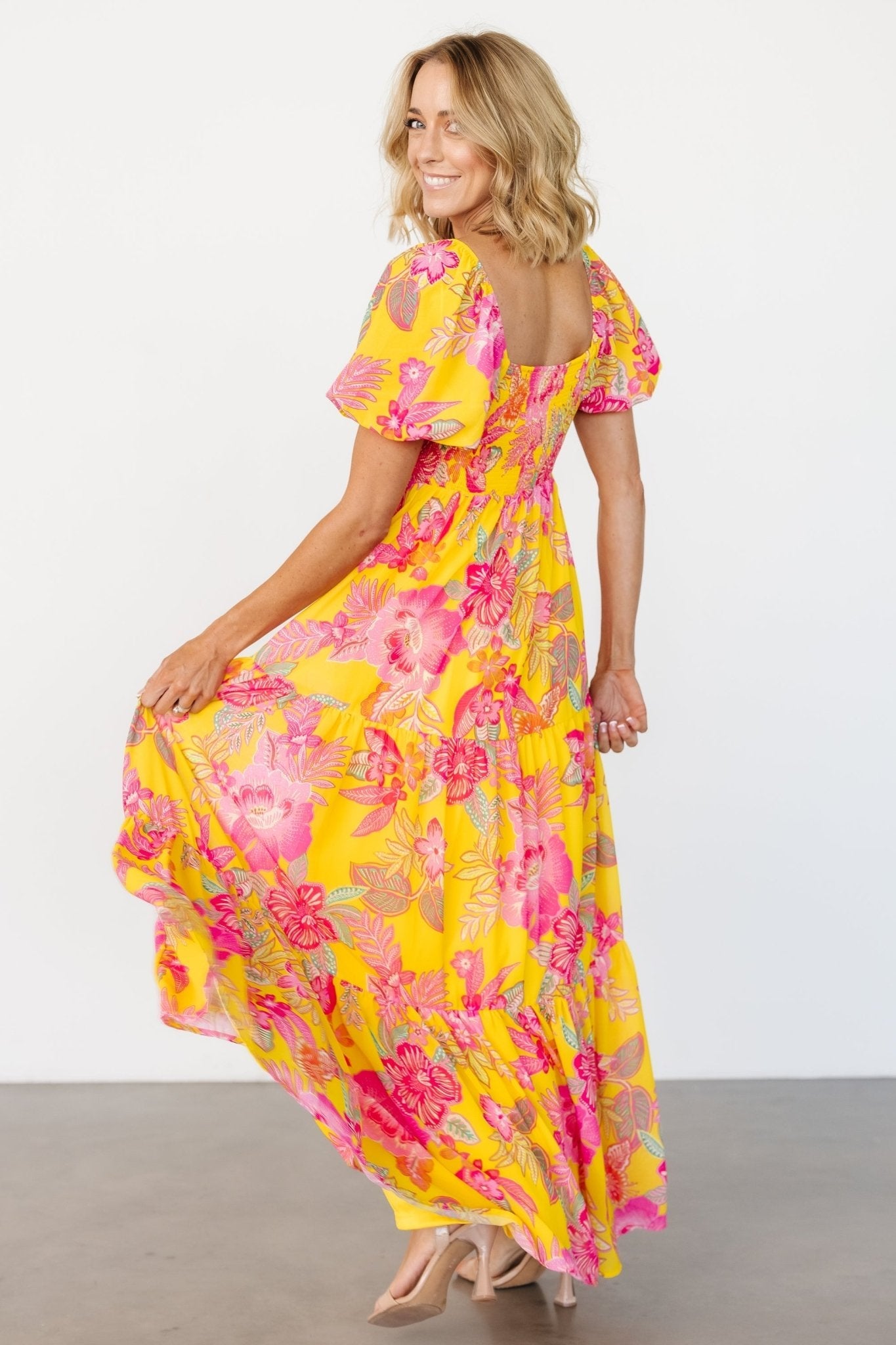 Darla Maxi Dress | Yellow + Pink Floral