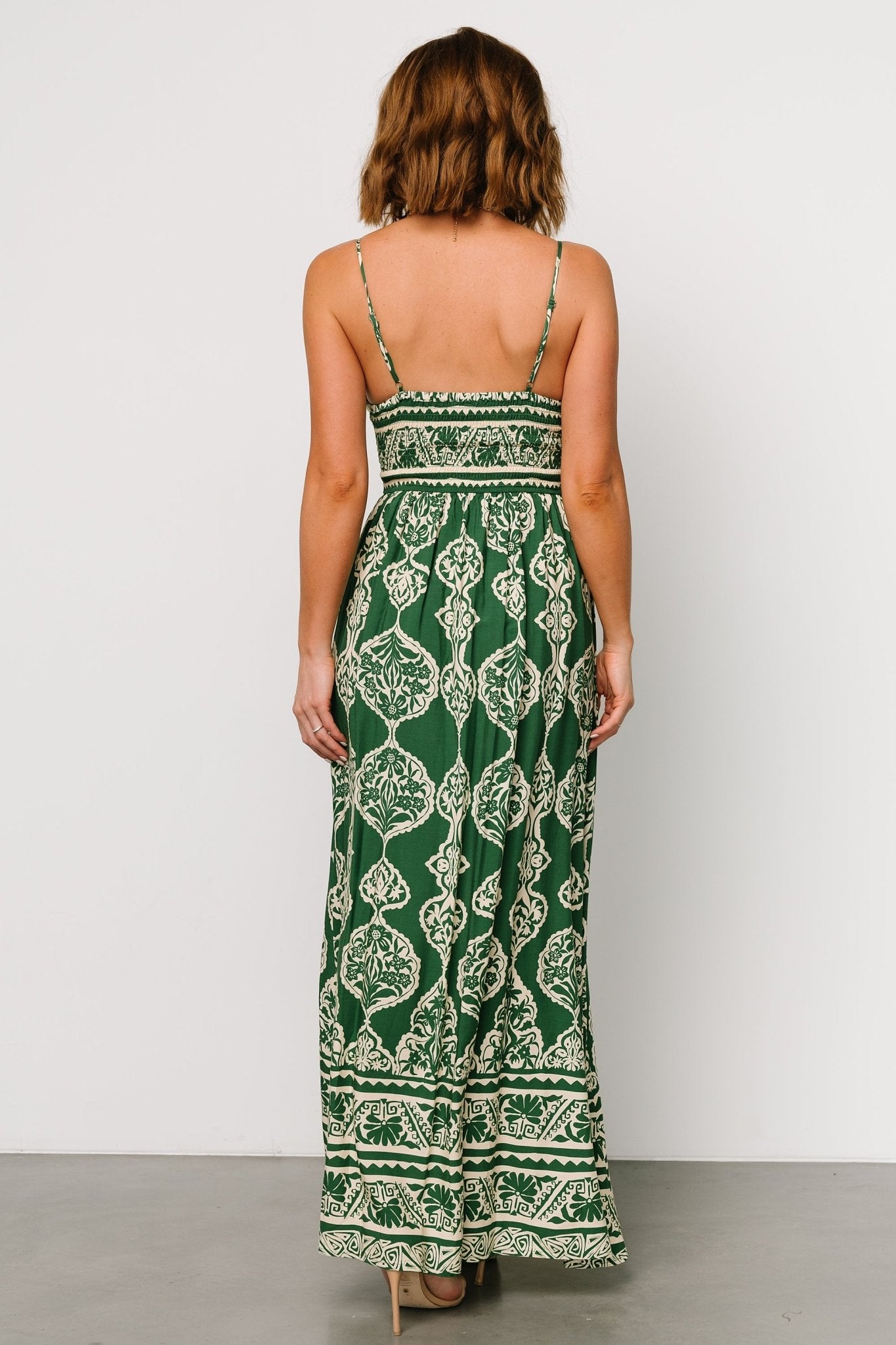 Davinah V Neck Maxi Dress | Green Print