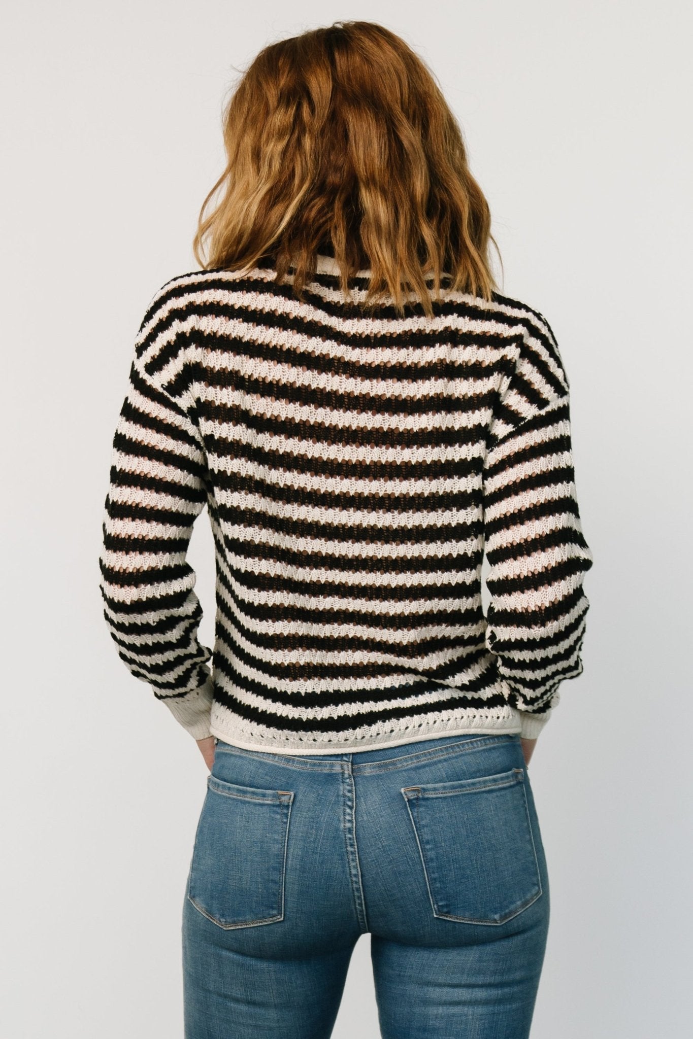 Dawn Open Knit Top | Black + Ivory