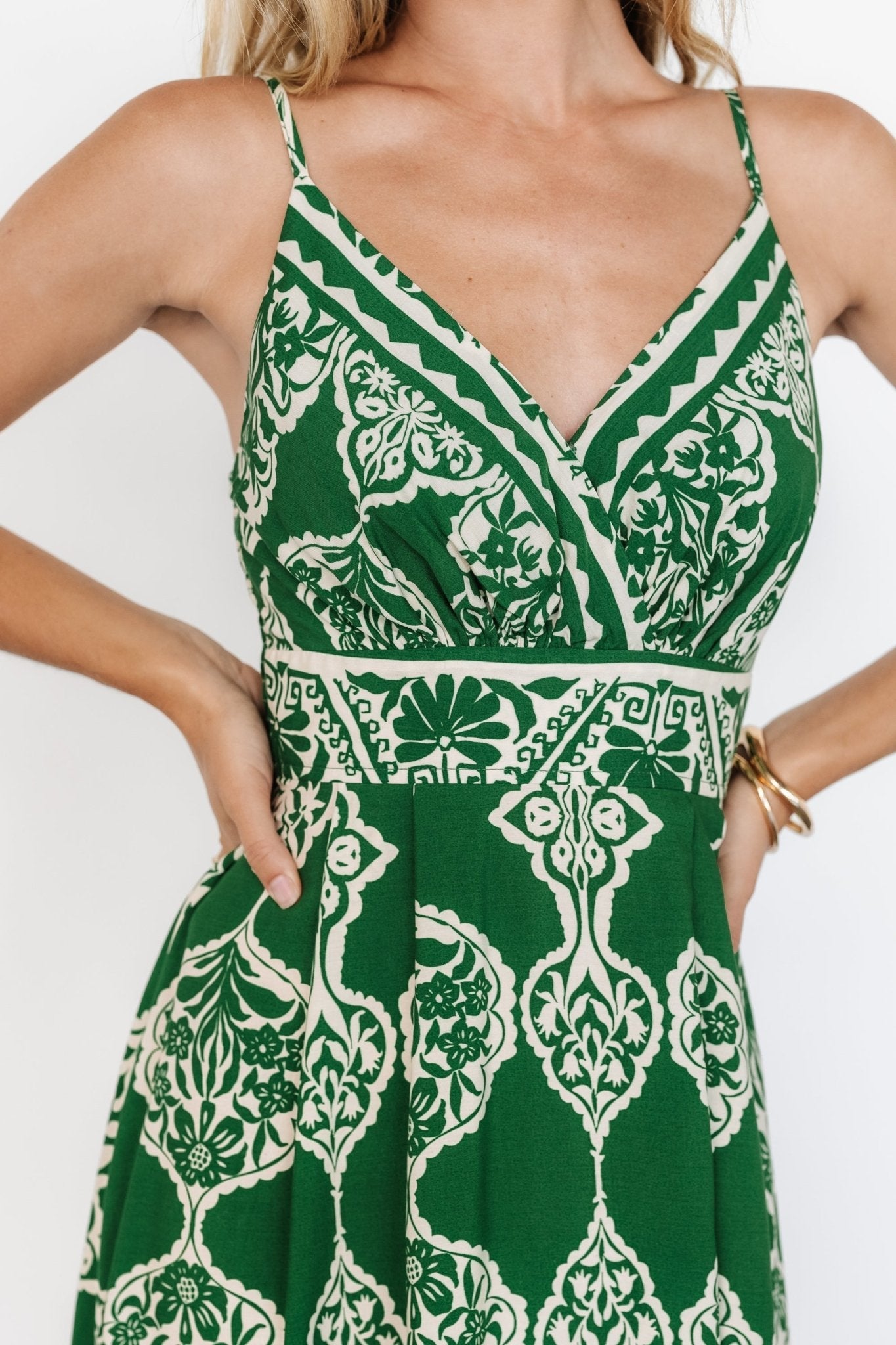 Delia Midi Dress | Green Print