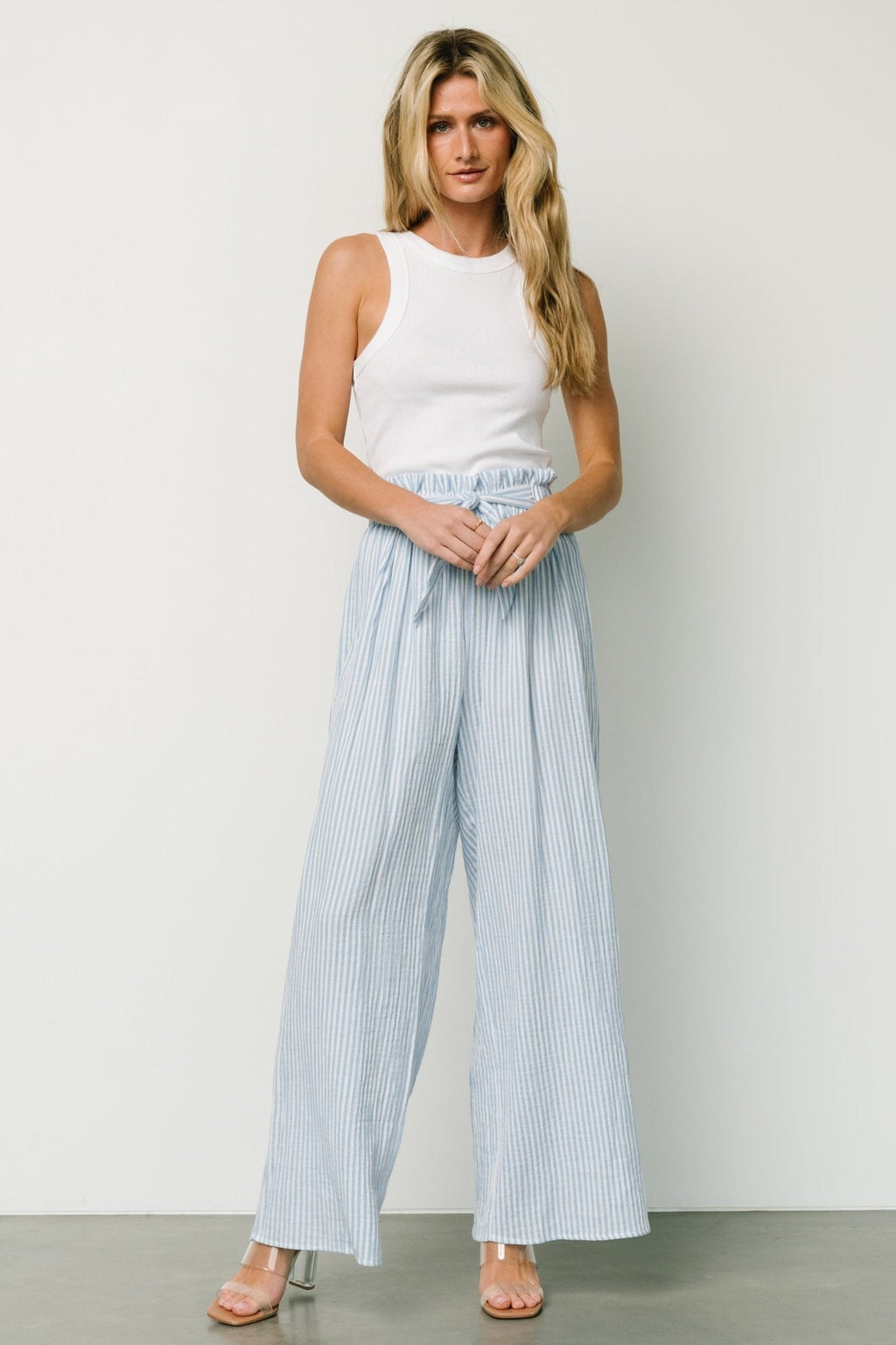 Delphi Wide Leg Pants | Blue Stripe