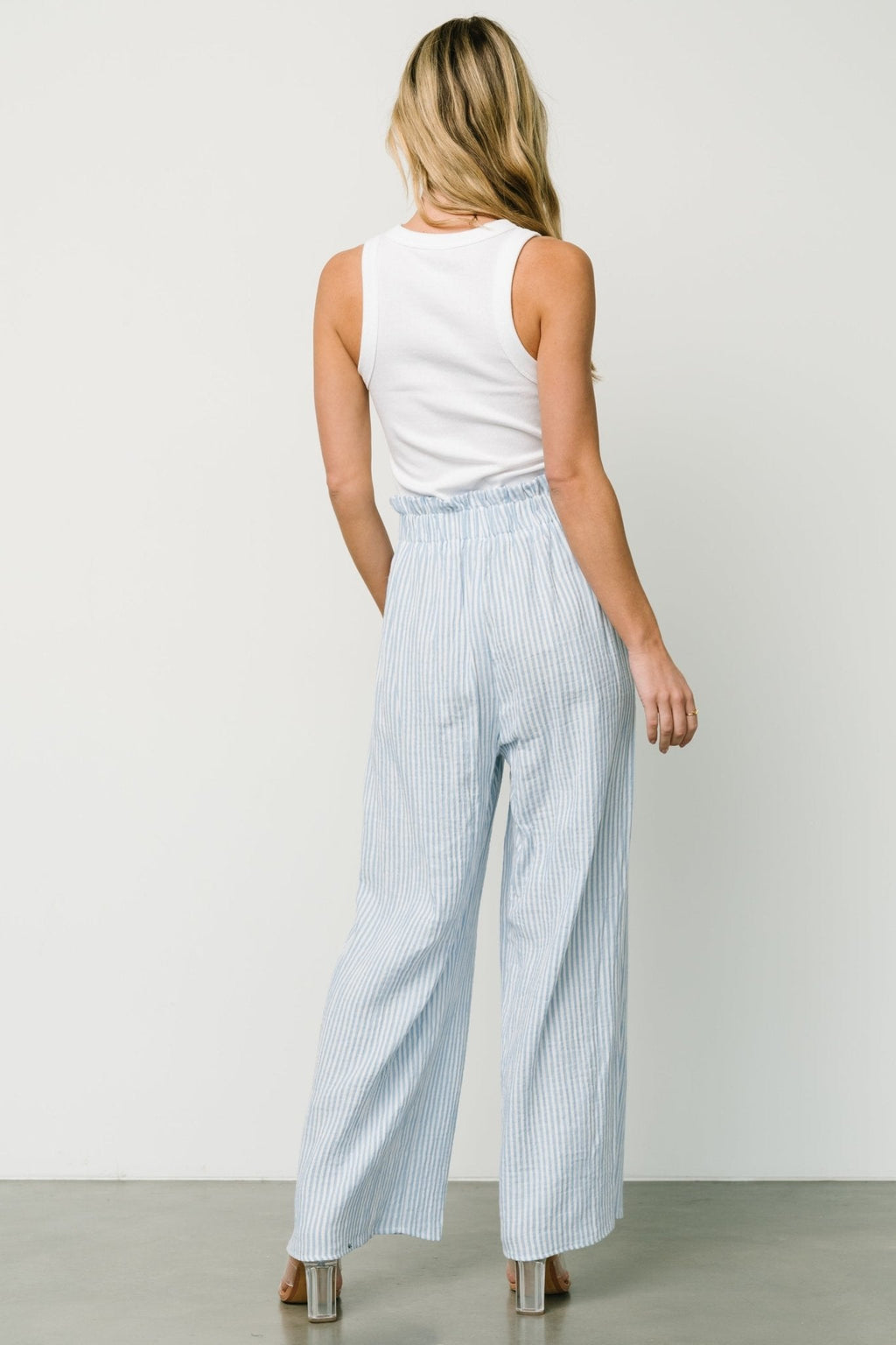 Delphi Wide Leg Pants | Blue Stripe