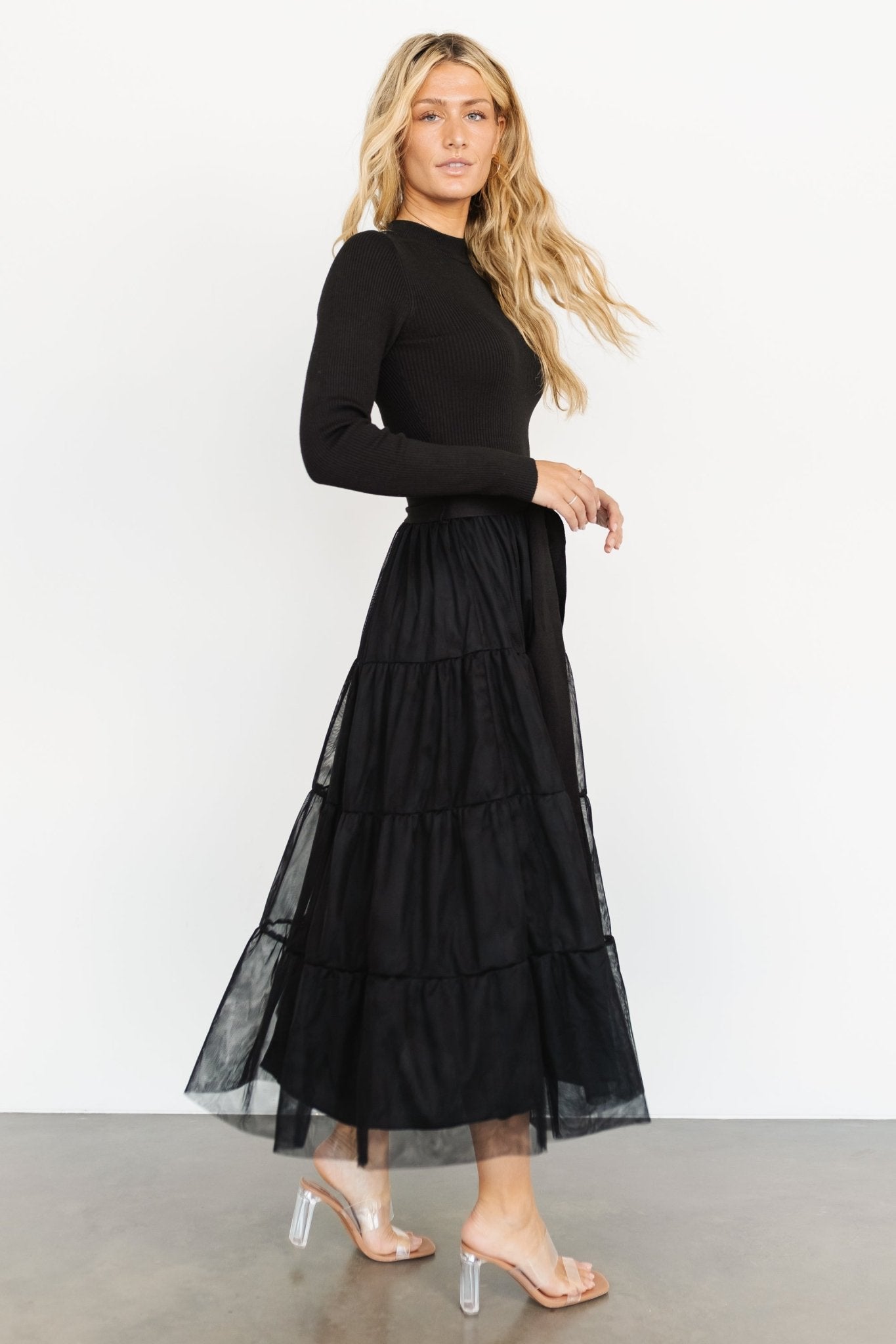 Demi Sweater Tulle Dress | Black