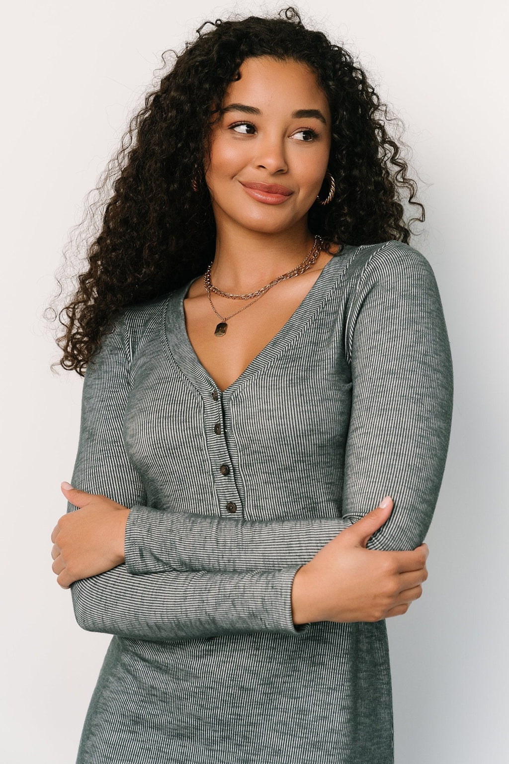 Denver Ribbed Midi Dress | Heathered Jade