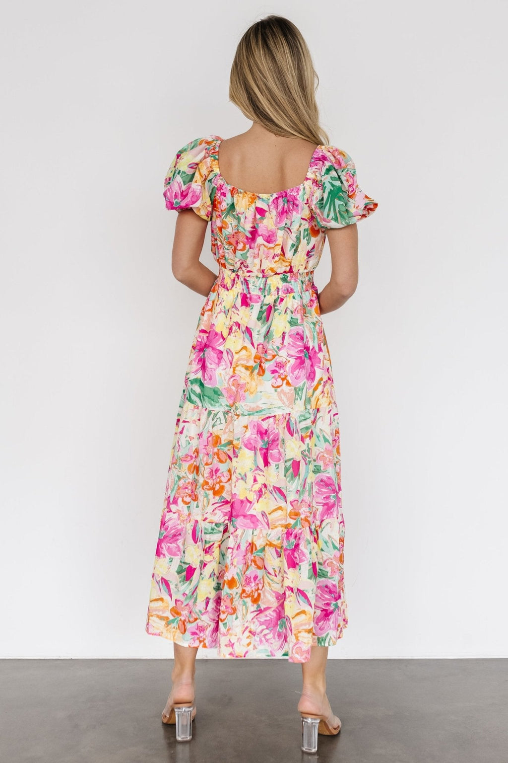 Denzel Puff Sleeve Midi Dress | Multi Floral