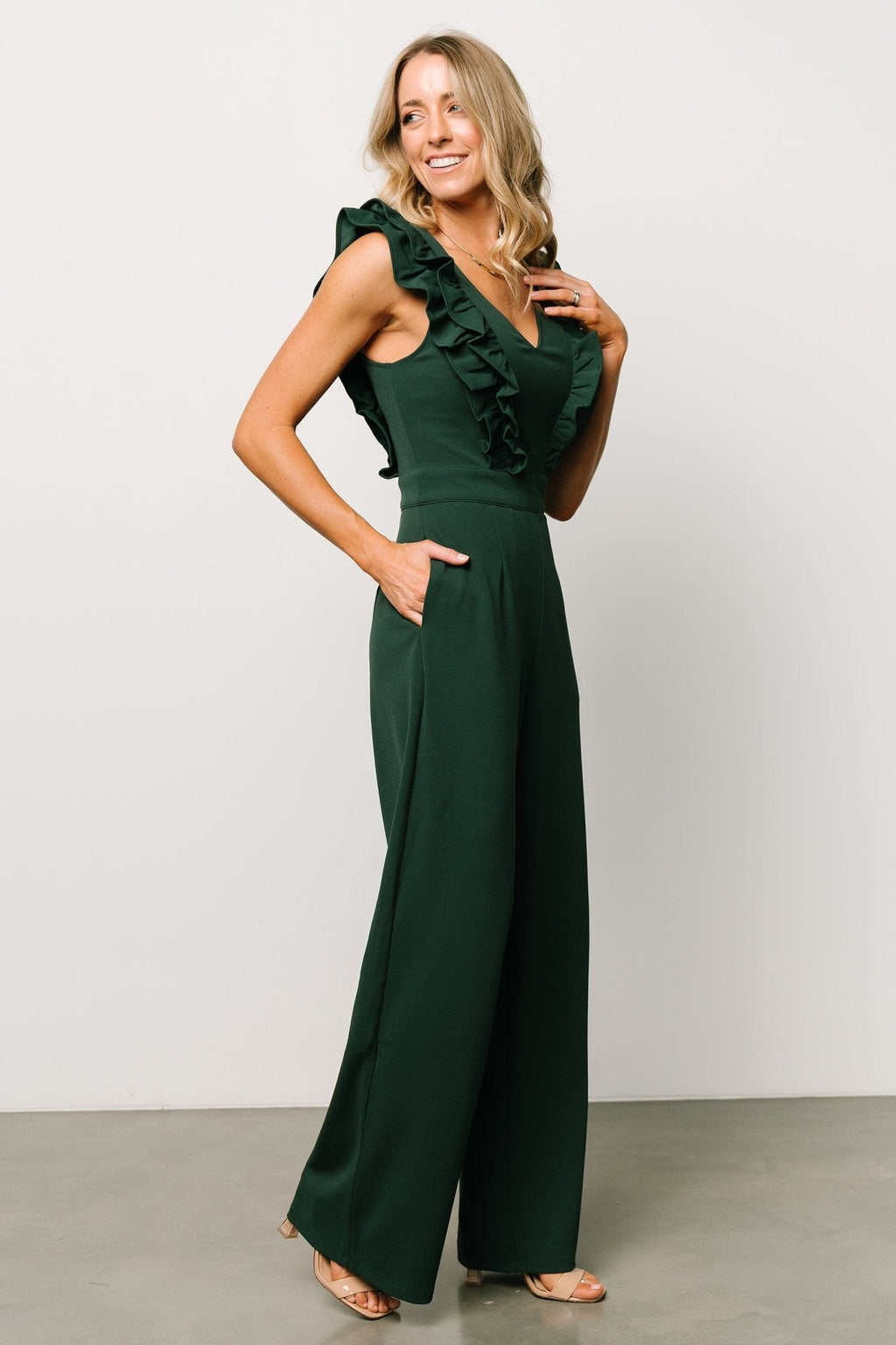 Descanso Ruffle Jumpsuit | Dark Green