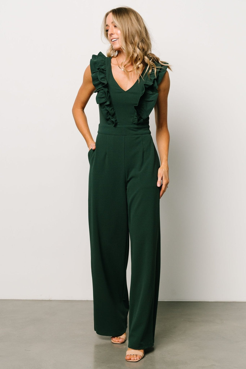 Descanso Ruffle Jumpsuit | Dark Green
