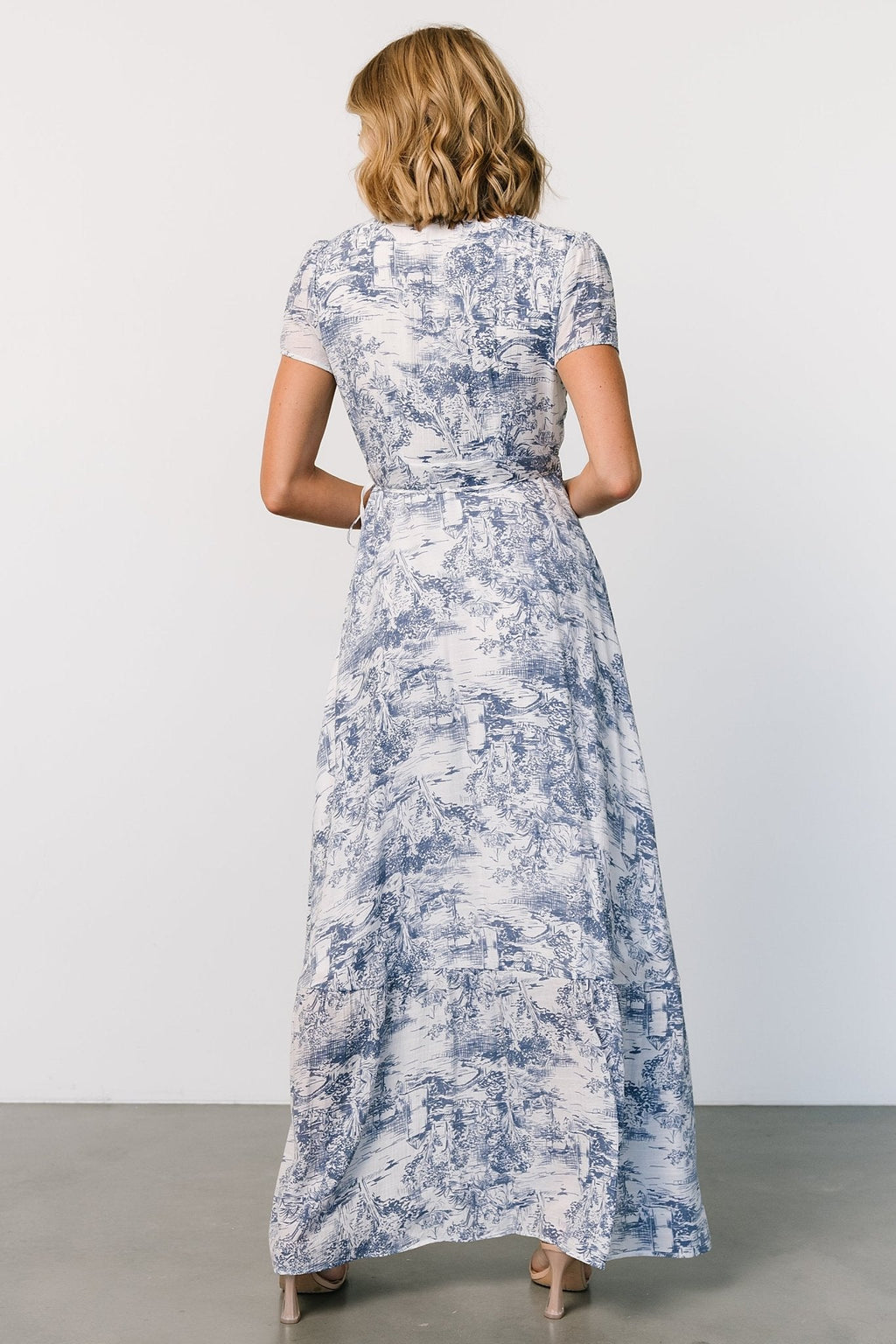 Dulce Wrap Maxi Dress | White + Blue Print