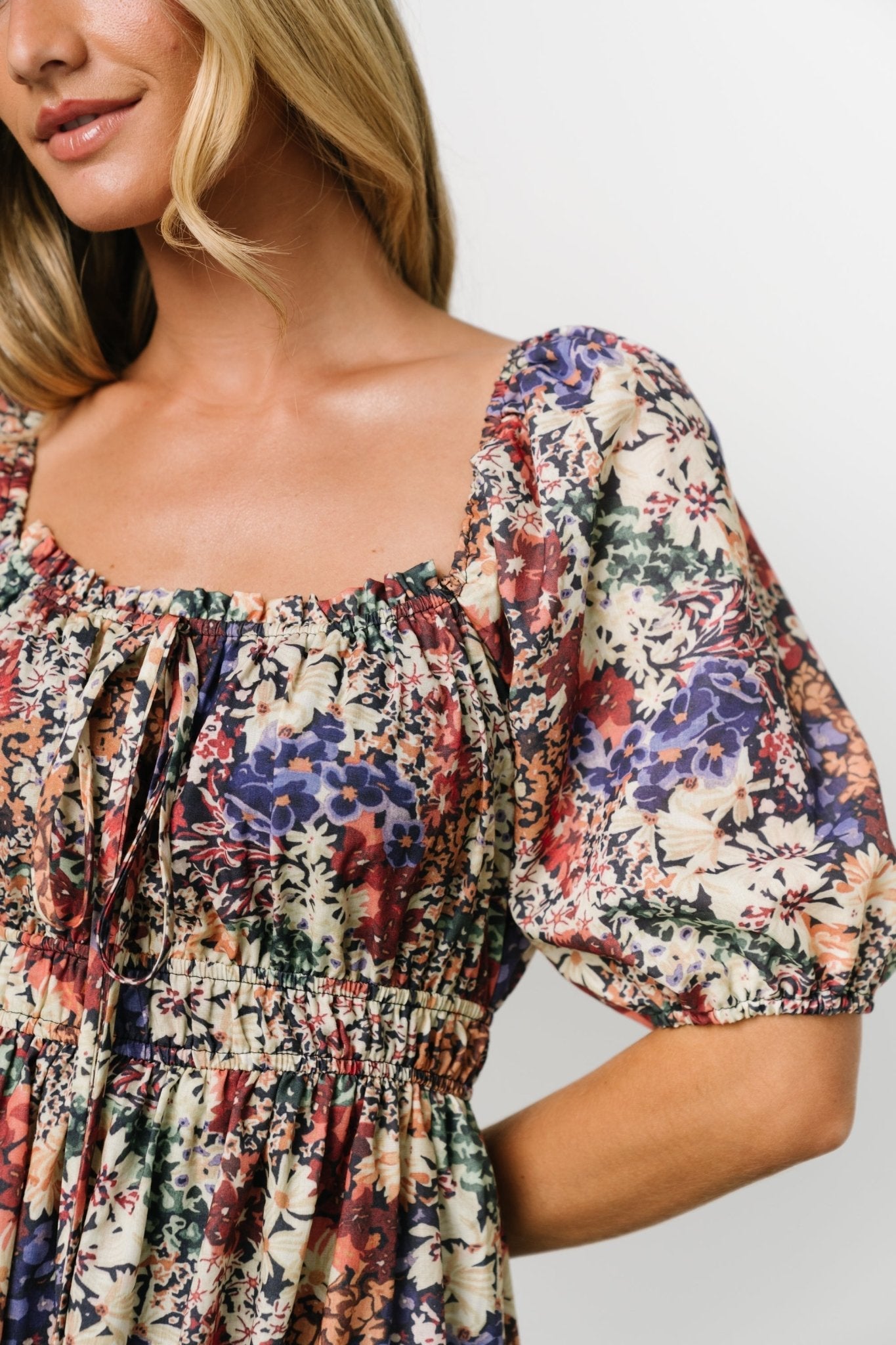 Eden Midi Dress | Black Multi Print