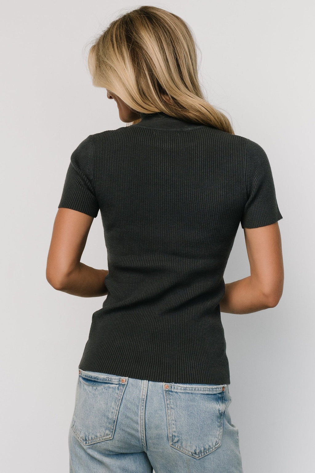 Edie Mock Neck Top | Deep Slate Blue