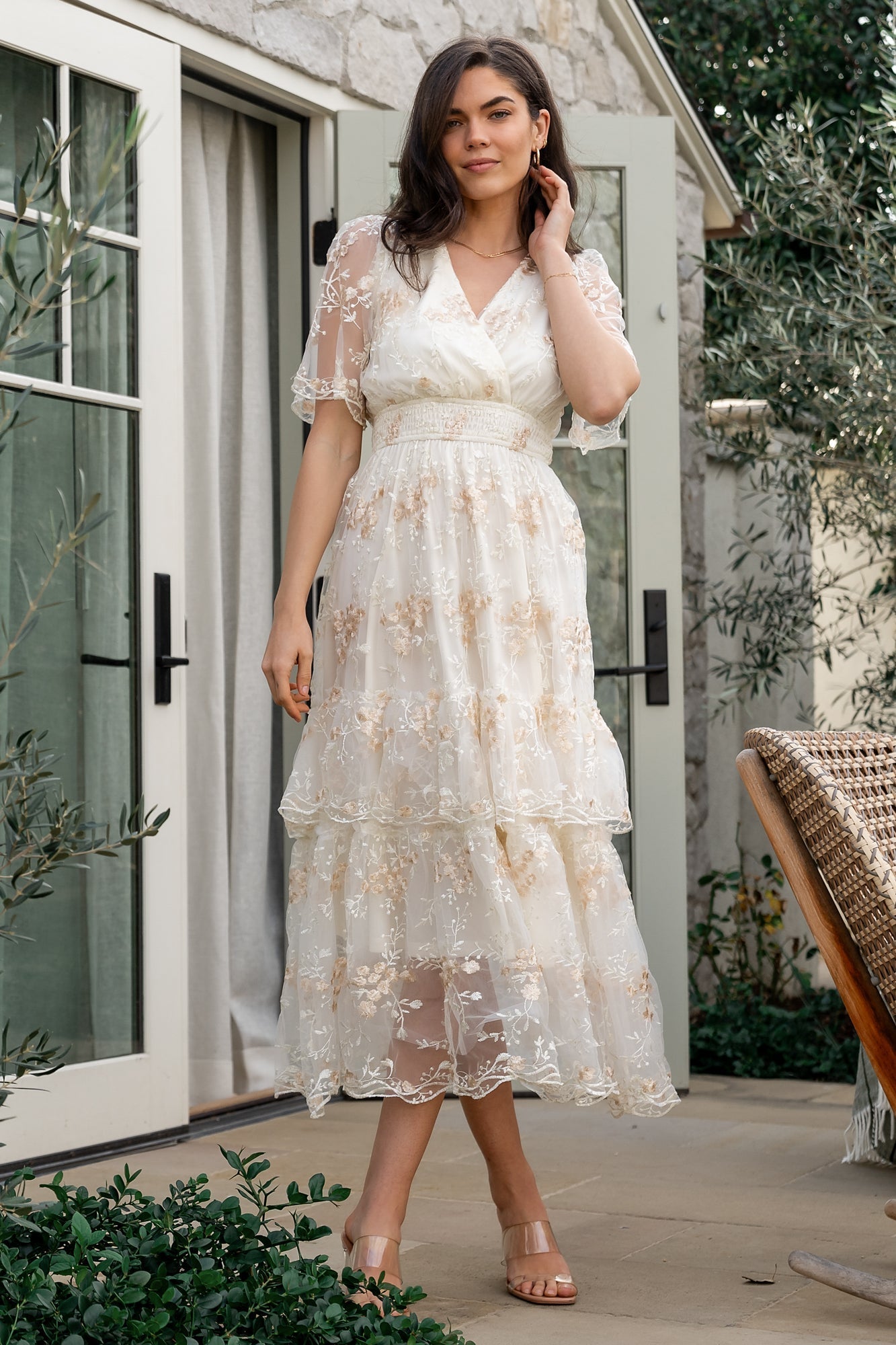 Eleanor Embroidered Midi Dress | Cream Floral