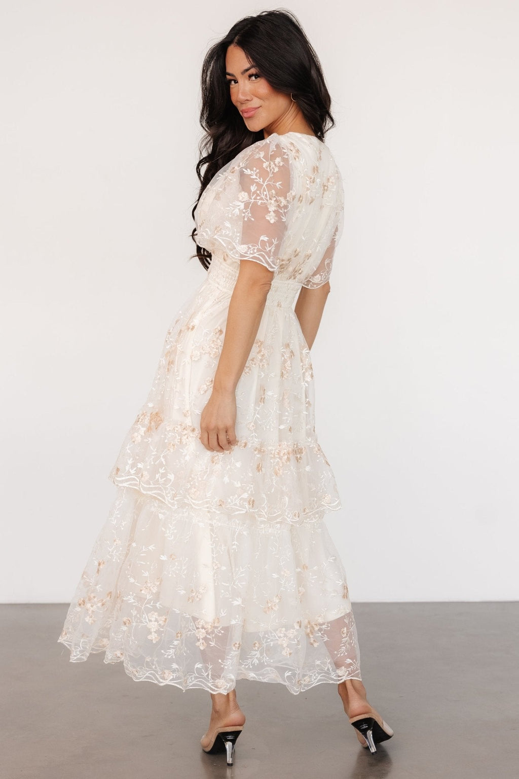 Eleanor Embroidered Midi Dress | Cream Floral