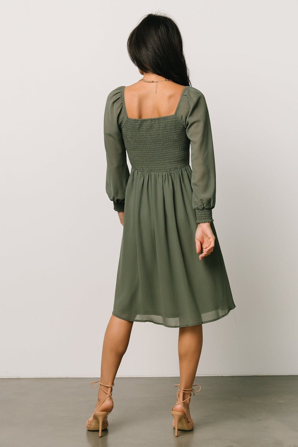 Elise Short Dress | Dark Sage
