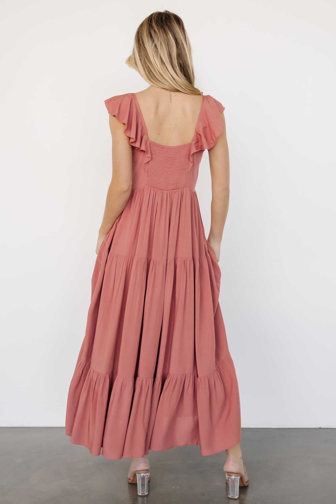 Ellie Ruffle Top Dress | Terracotta