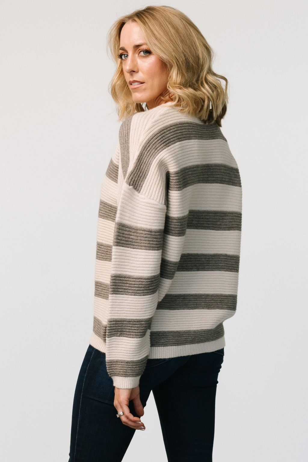 Ellington Knit Sweater | Cream + Gray