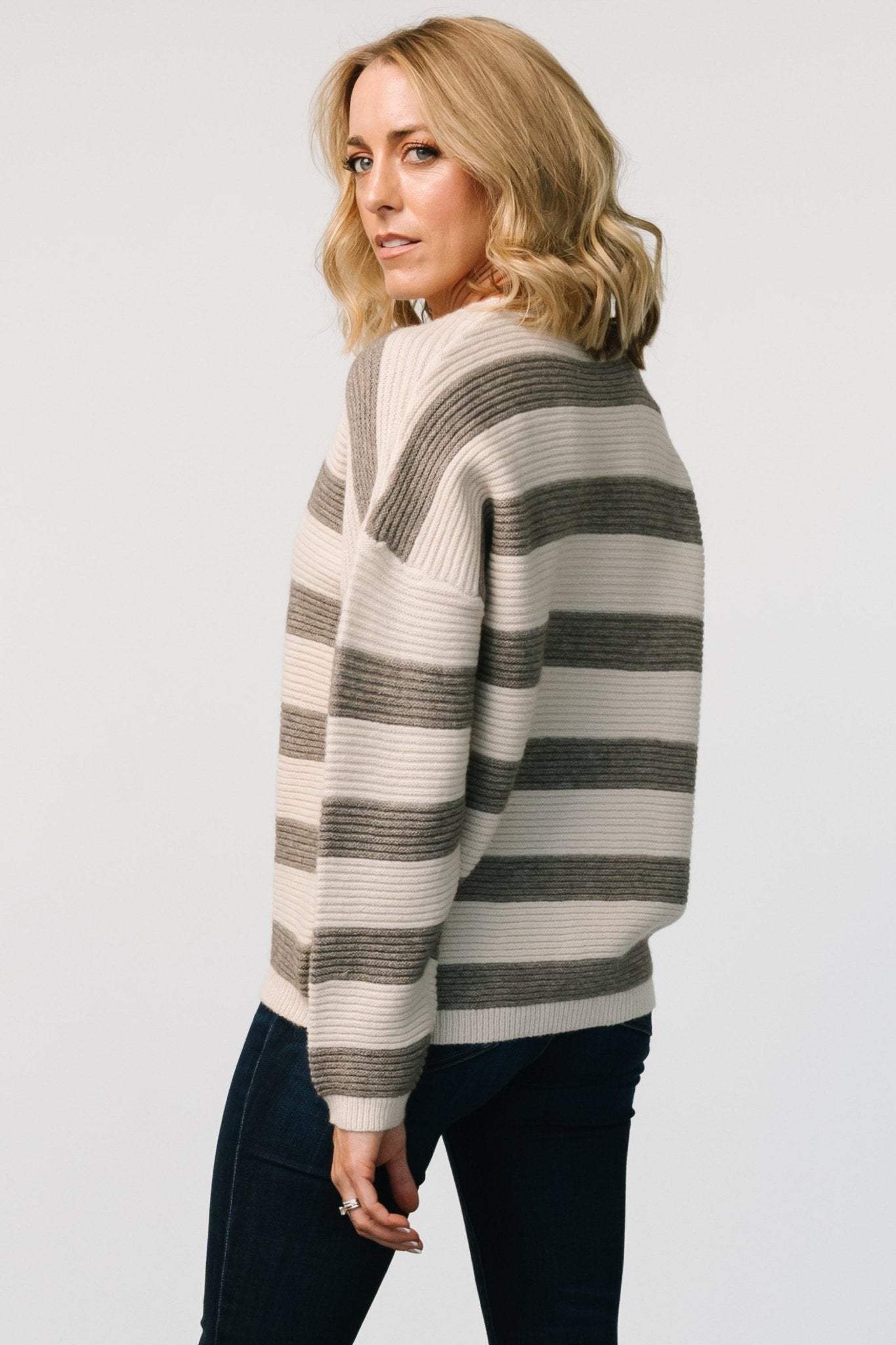 Ellington Knit Sweater | Cream + Gray
