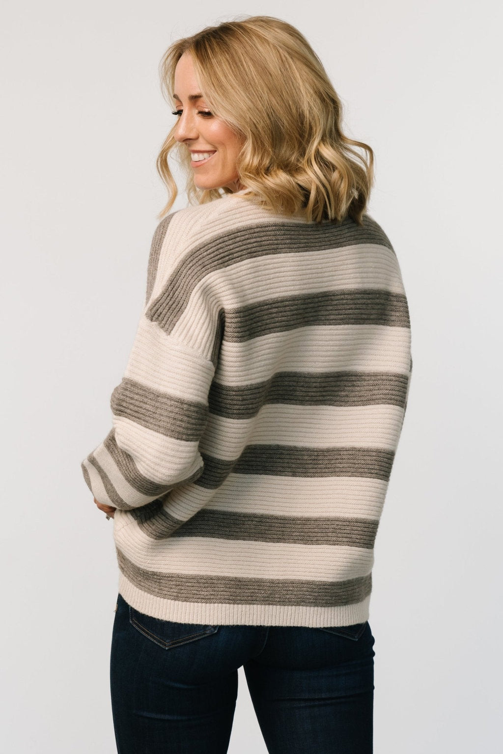 Ellington Knit Sweater | Cream + Gray