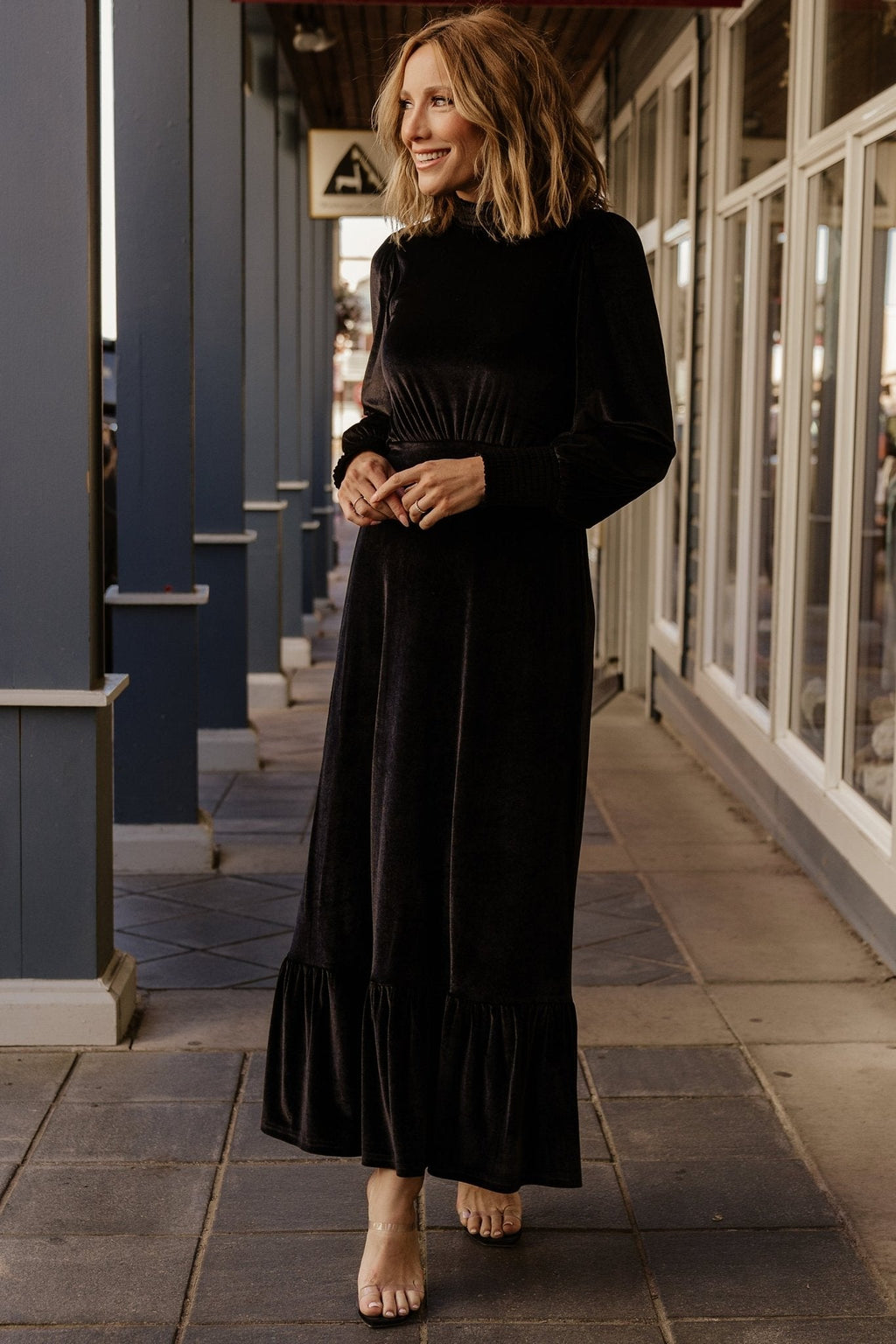 Elodie Velvet Maxi Dress | Black