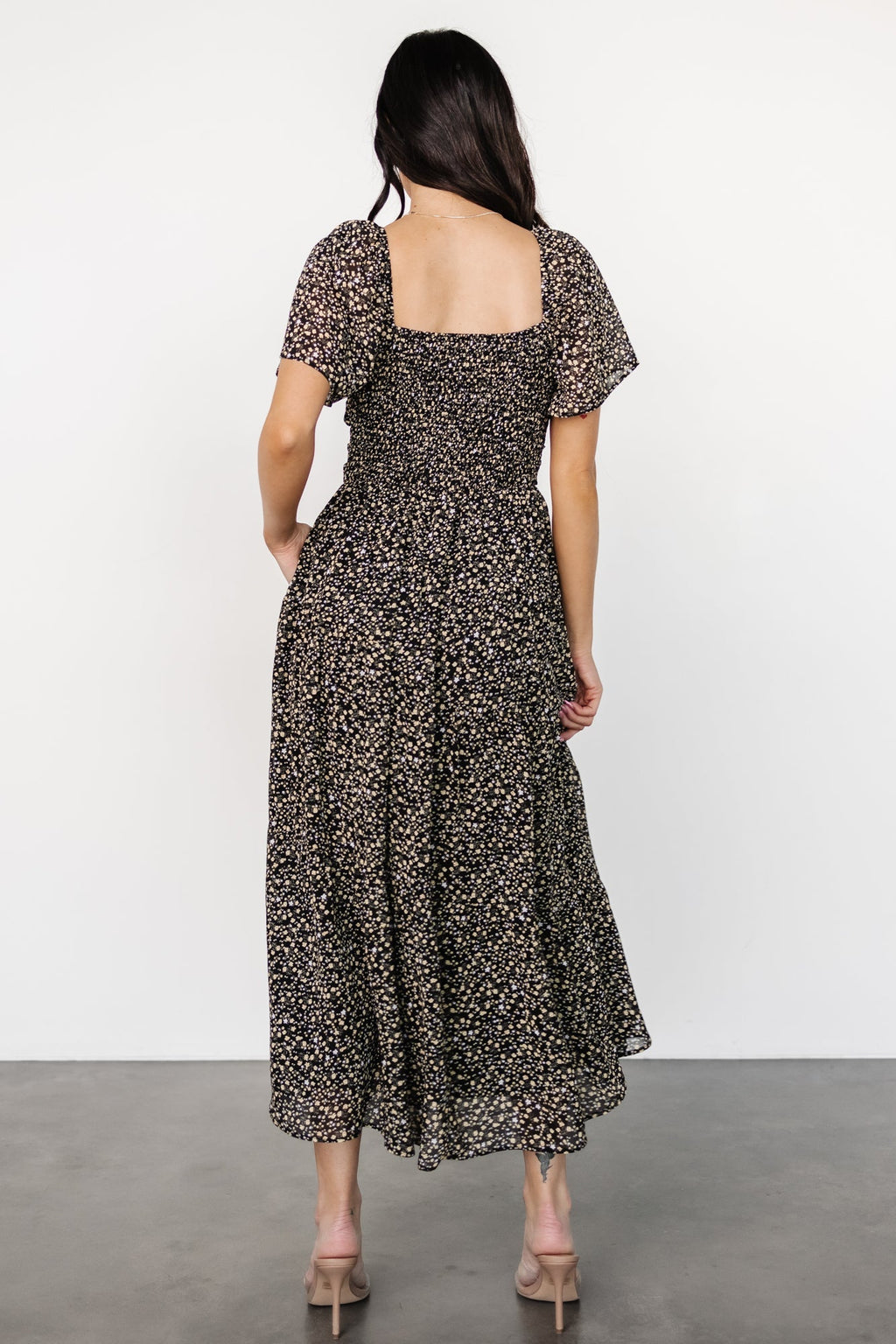 Emiliana Dress | Black + Gold Floral