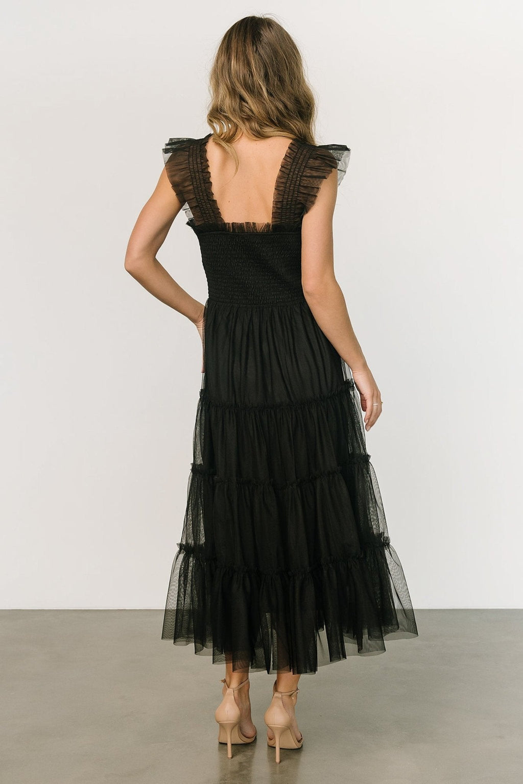Emma Smocked Tulle Dress | Black