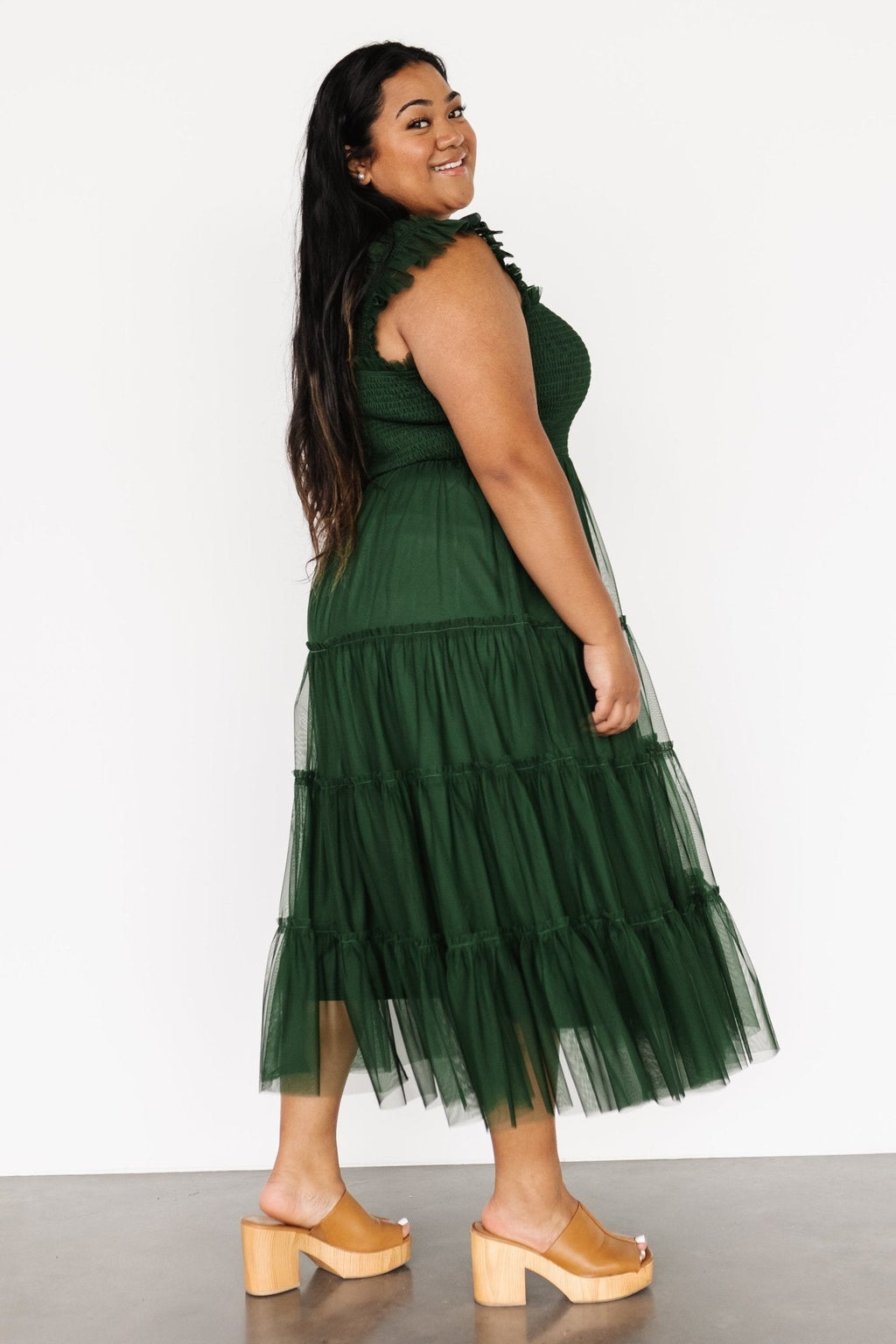 Emma Smocked Tulle Dress | Green