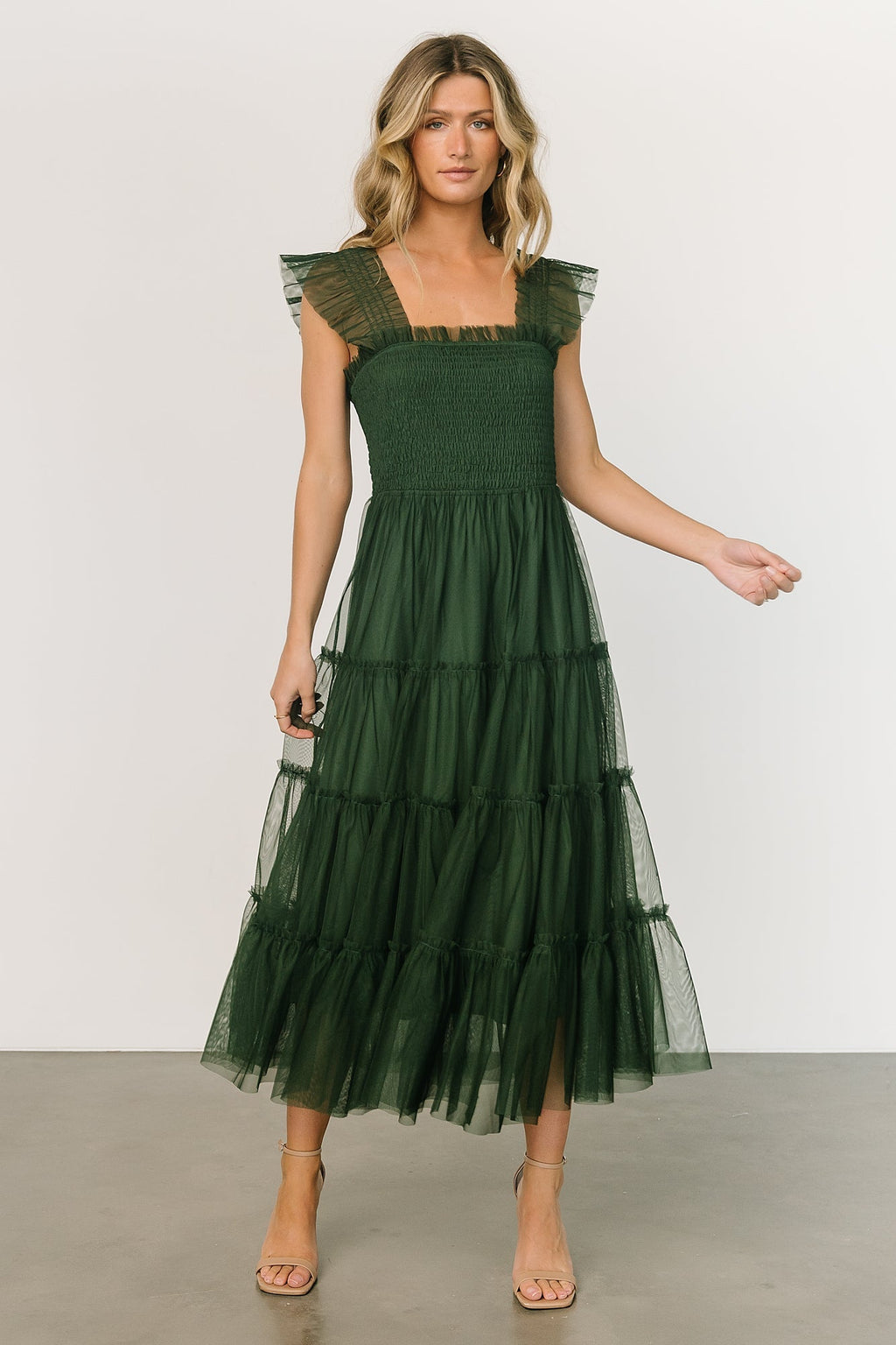 Emma Smocked Tulle Dress | Green
