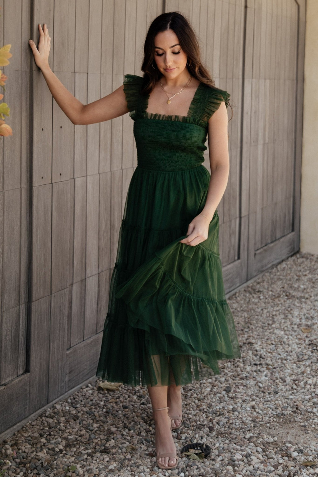 Emma Smocked Tulle Dress | Green