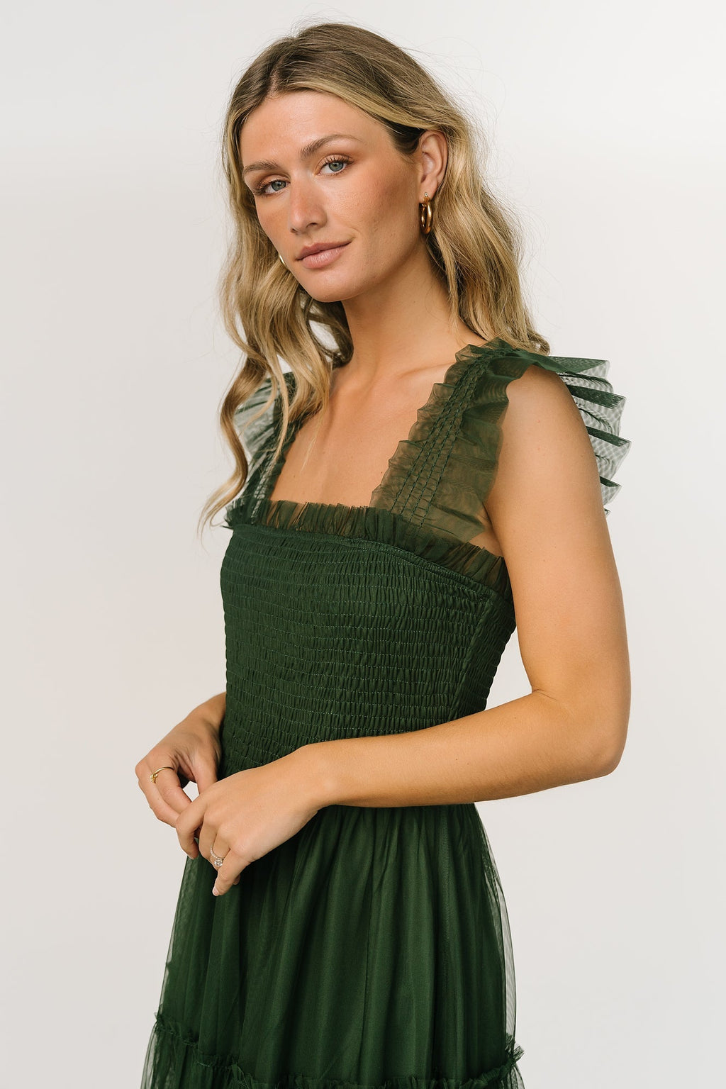 Emma Smocked Tulle Dress | Green