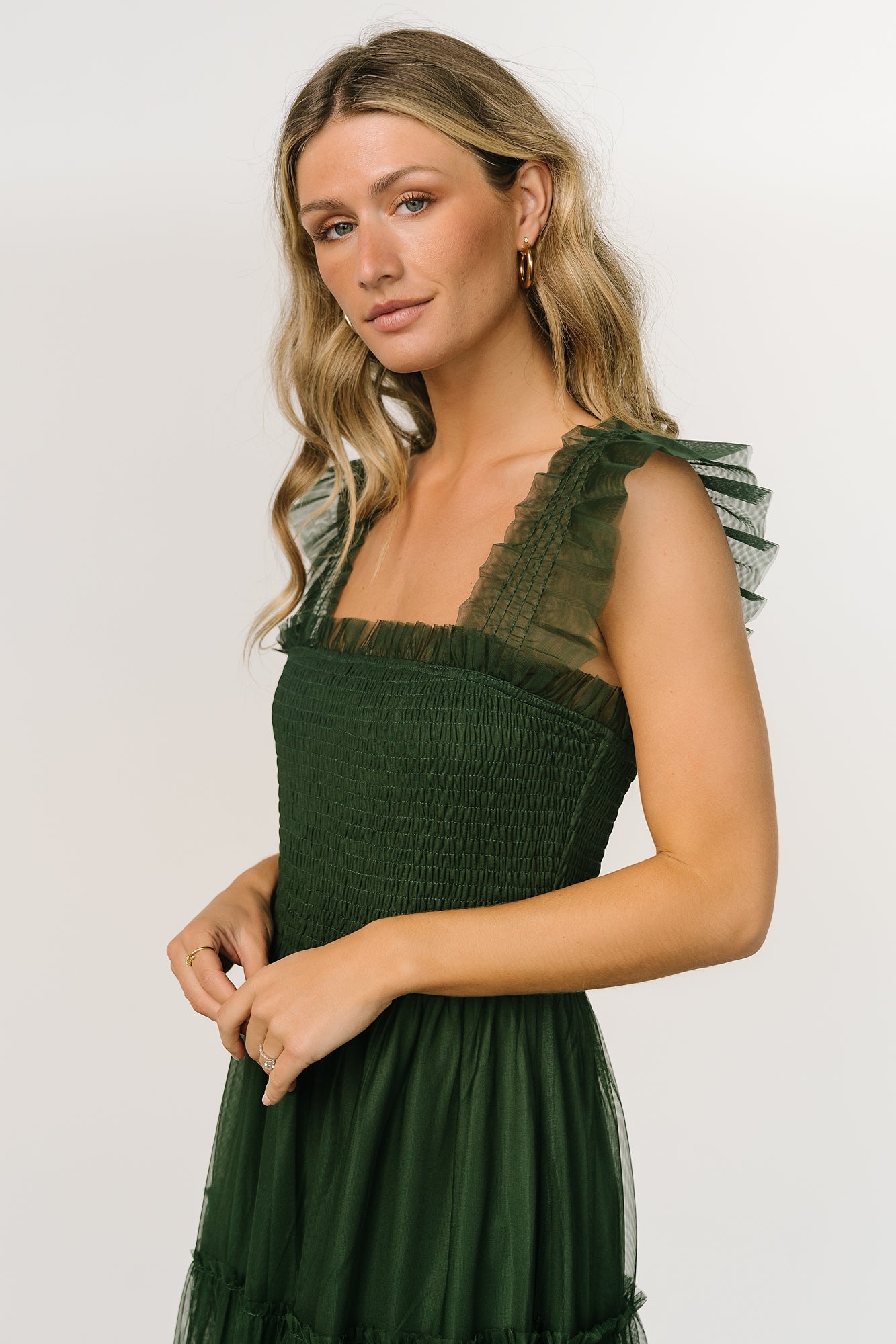 Emma Smocked Tulle Dress | Green