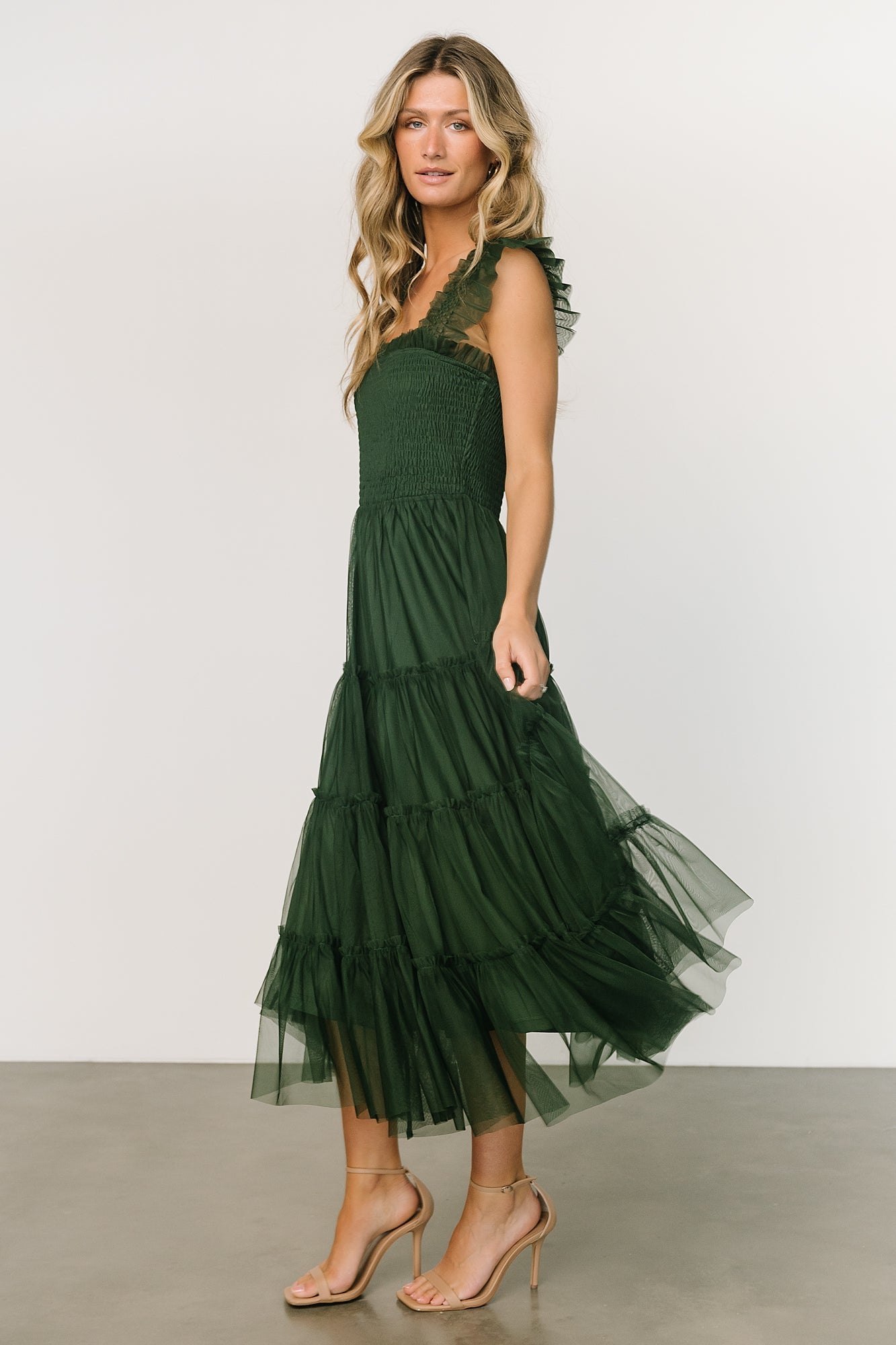 Emma Smocked Tulle Dress | Green