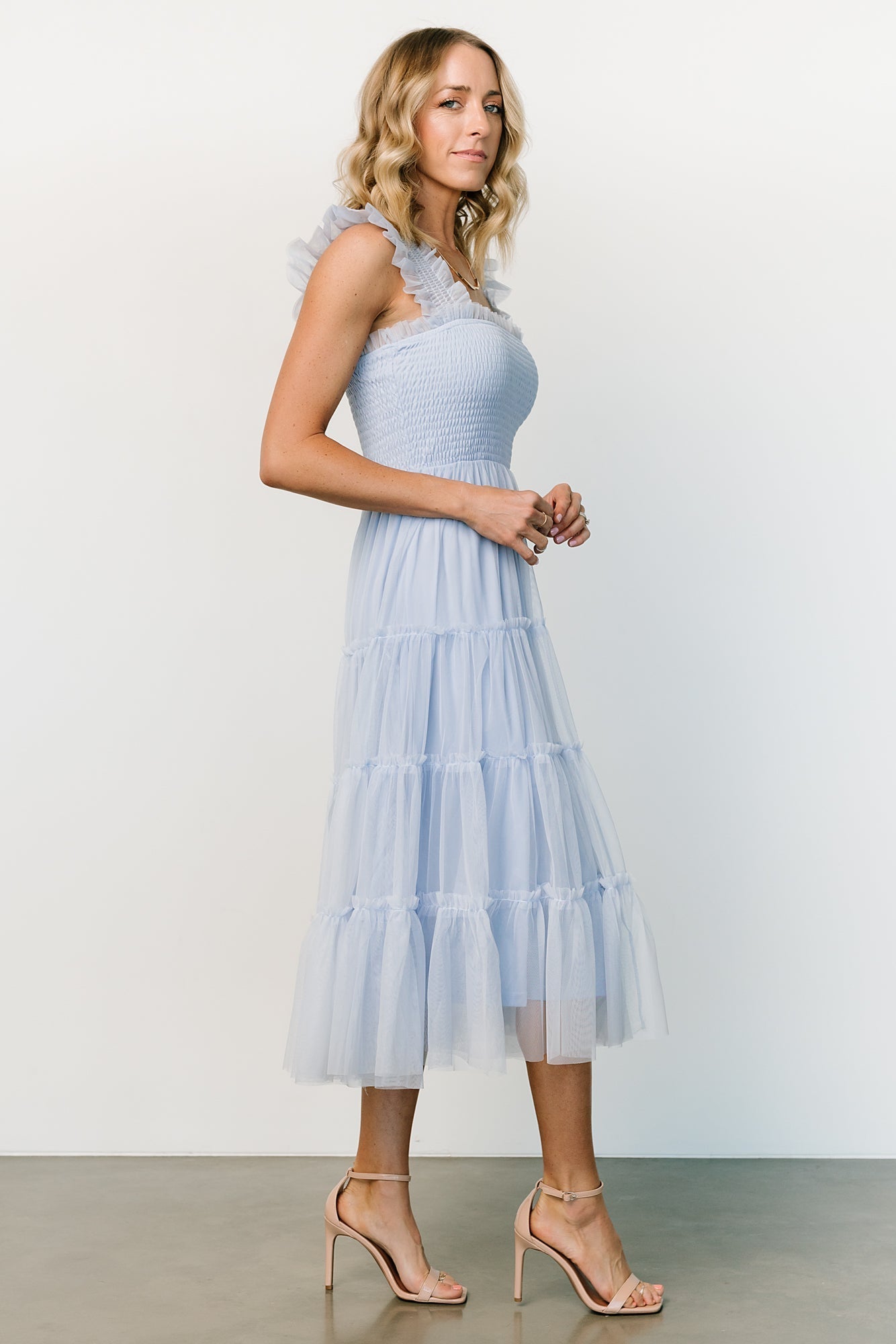 Emma Smocked Tulle Dress | Light Blue