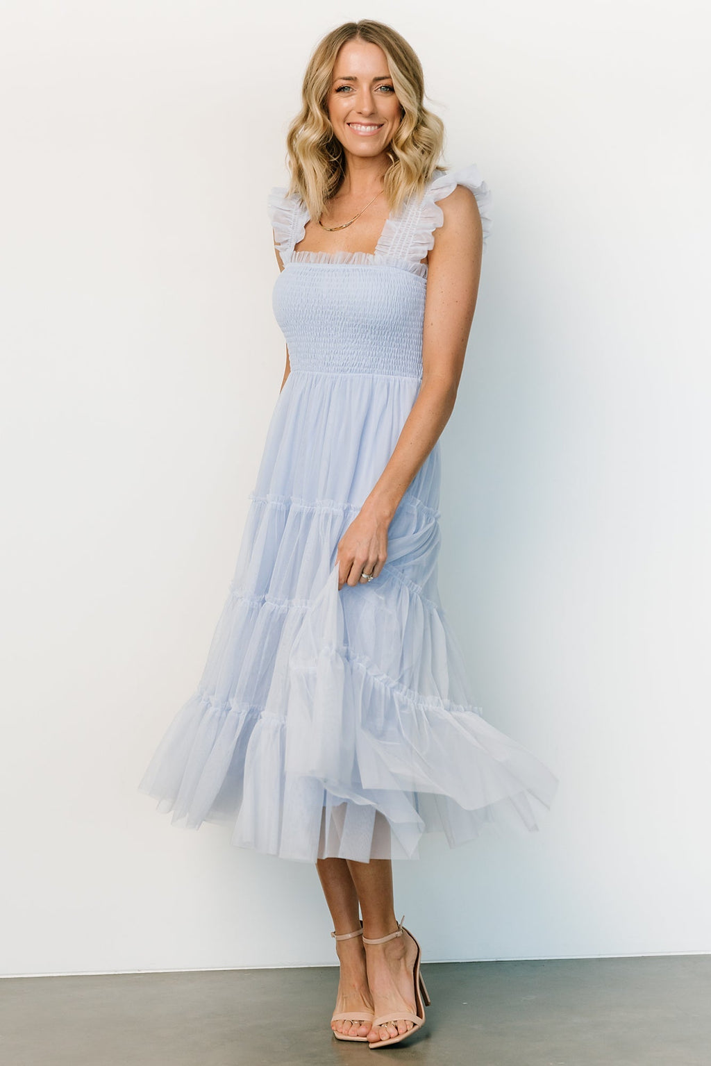 Emma Smocked Tulle Dress | Light Blue
