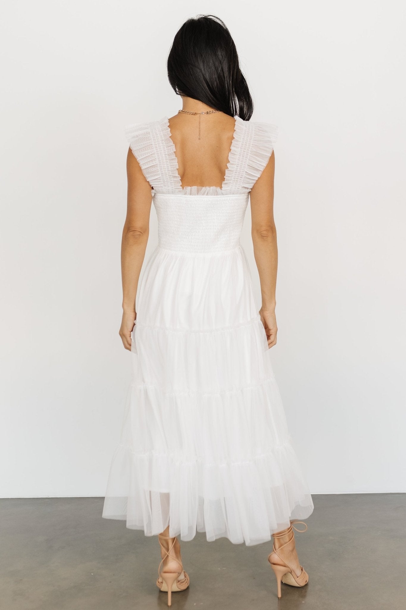 Emma Smocked Tulle Dress | Off White
