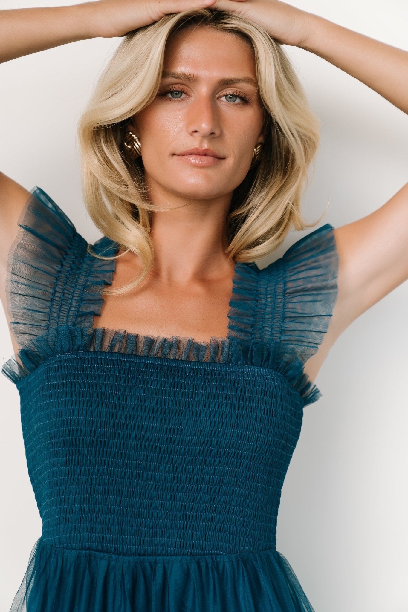 Emma Smocked Tulle Dress | Teal