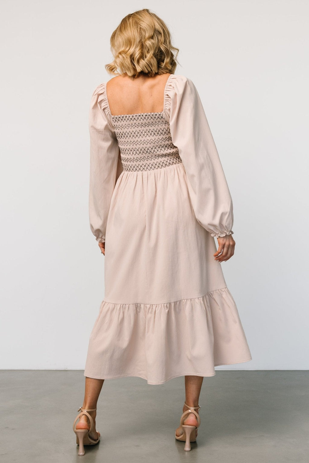 Emmeline Smocked Midi Dress | Natural