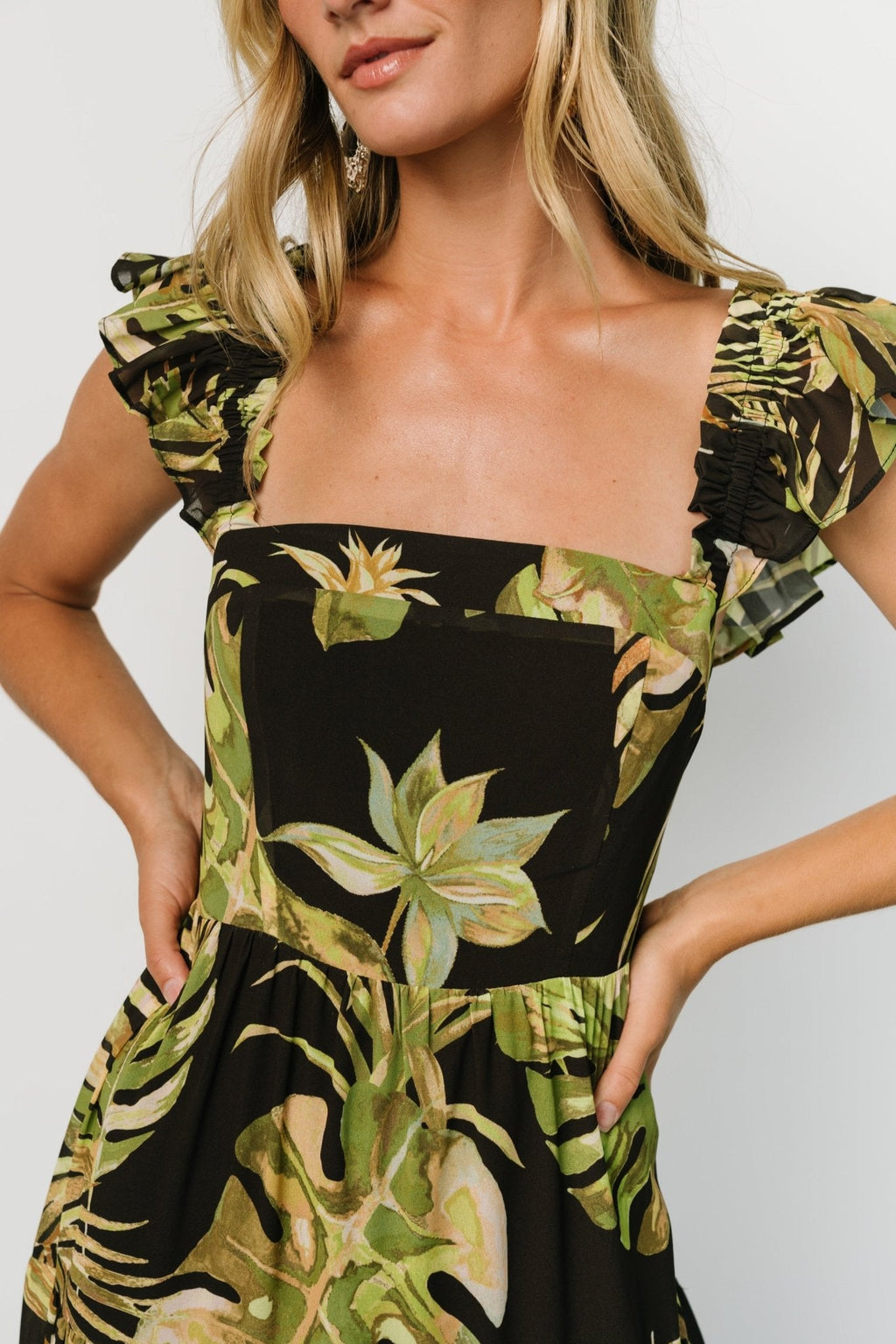 Encinitas Maxi Dress | Tropical Green + Black